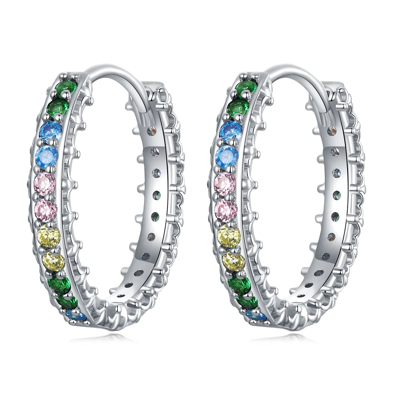 pandora style mønster farge zirkonium hoop øredobber bse683