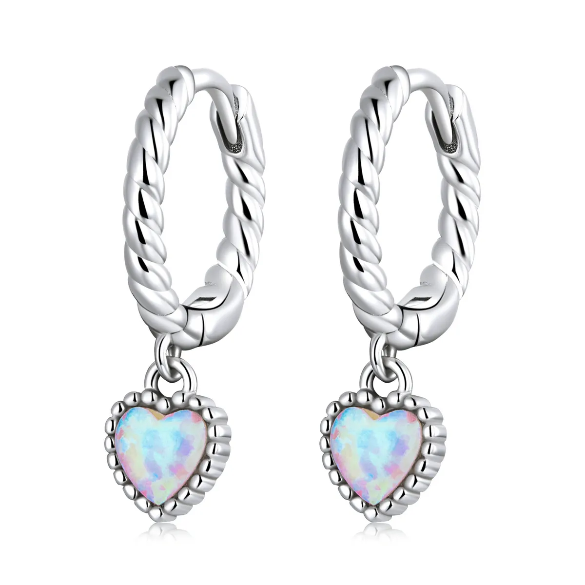 pandora style opal love hoop øredobber sce1385