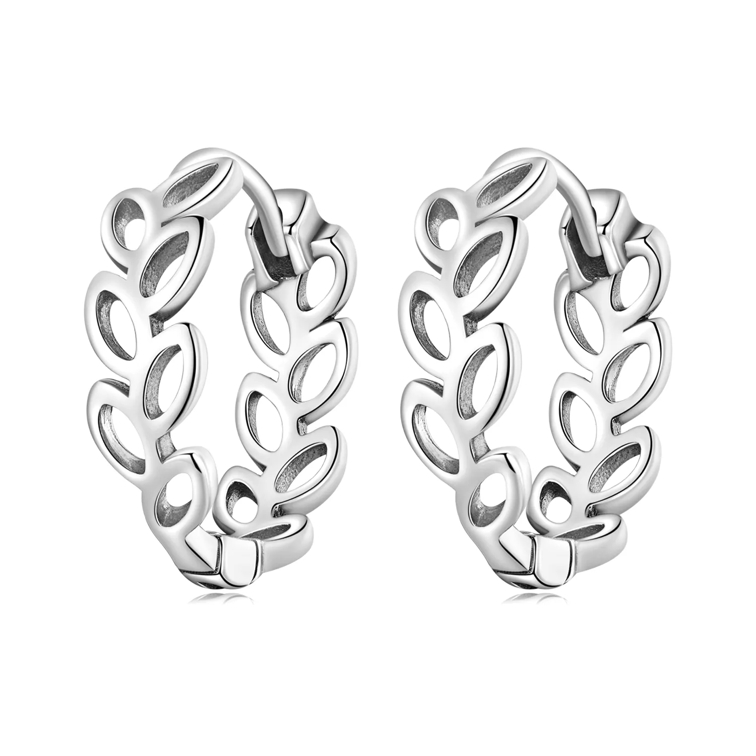 pandora style openwork out leaves hoop øredobber sce1461