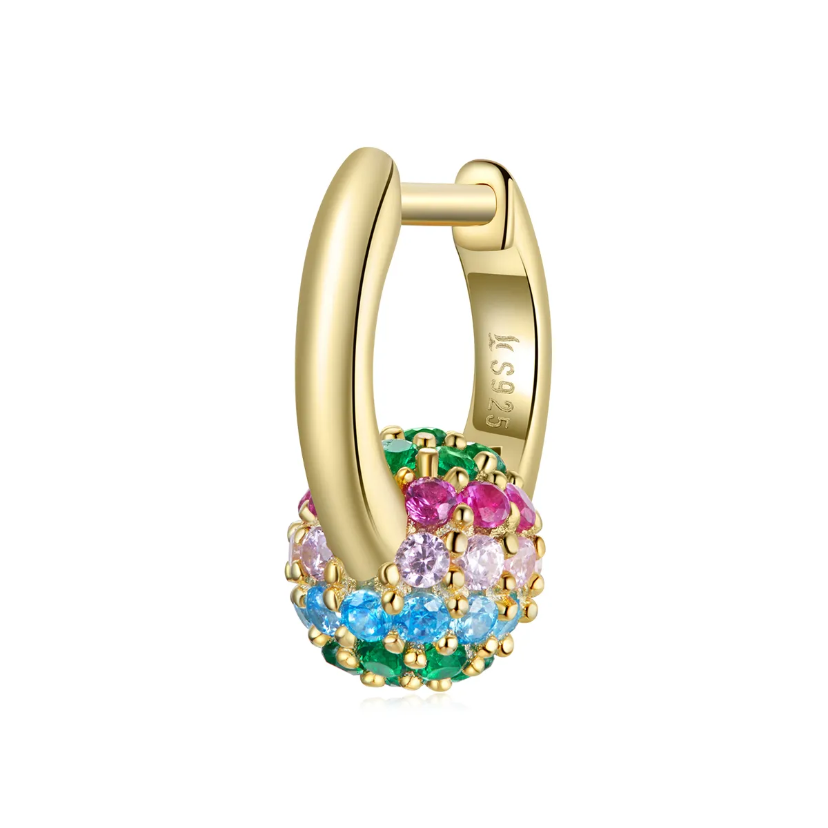pandora style rainbow ball hoop øredobber sce1100
