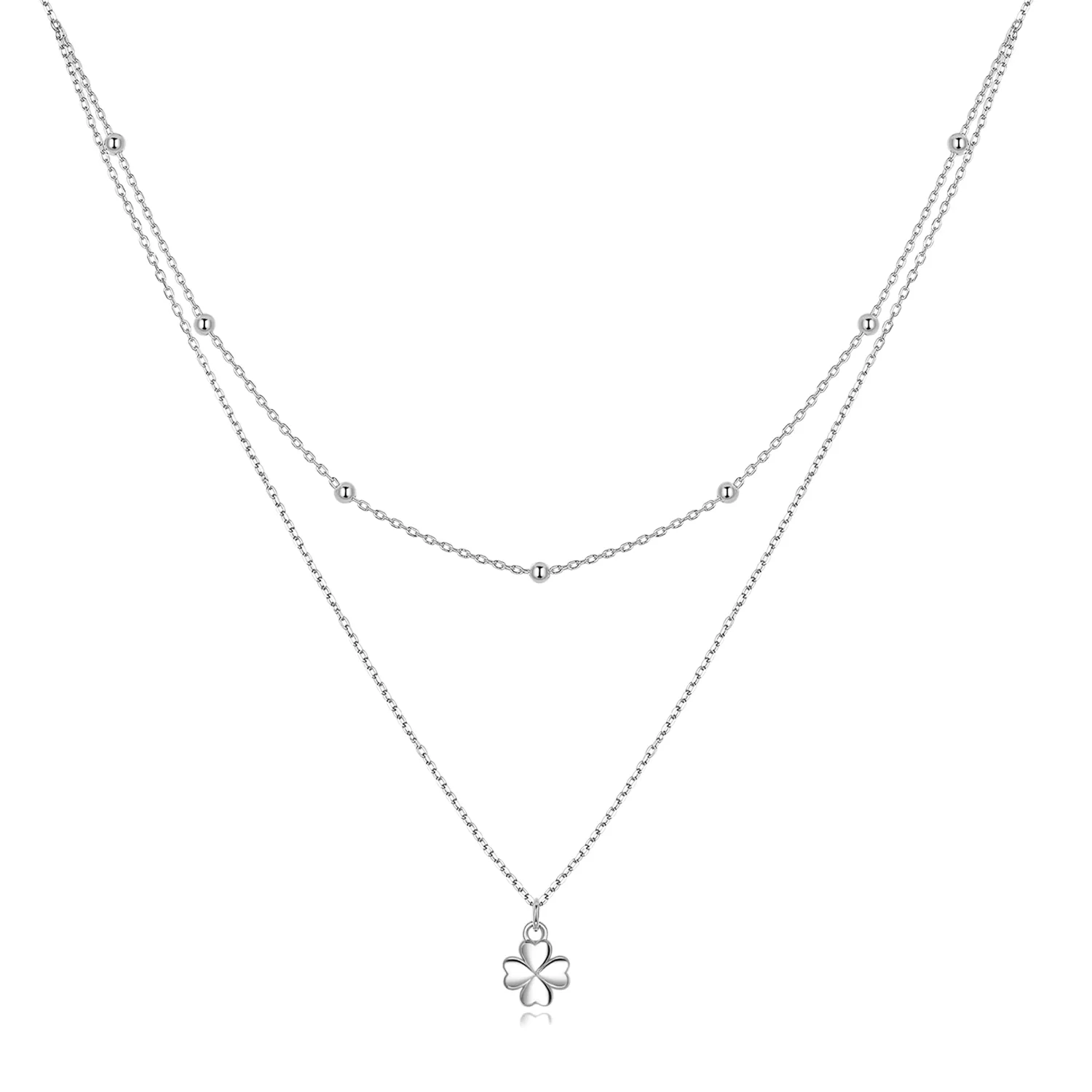pandora style double clover halskjede scn481