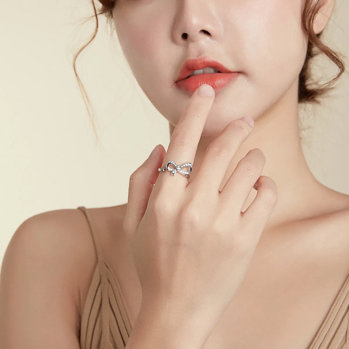 Pandora Style Bue Ribbon Åpen Ring - BSR158