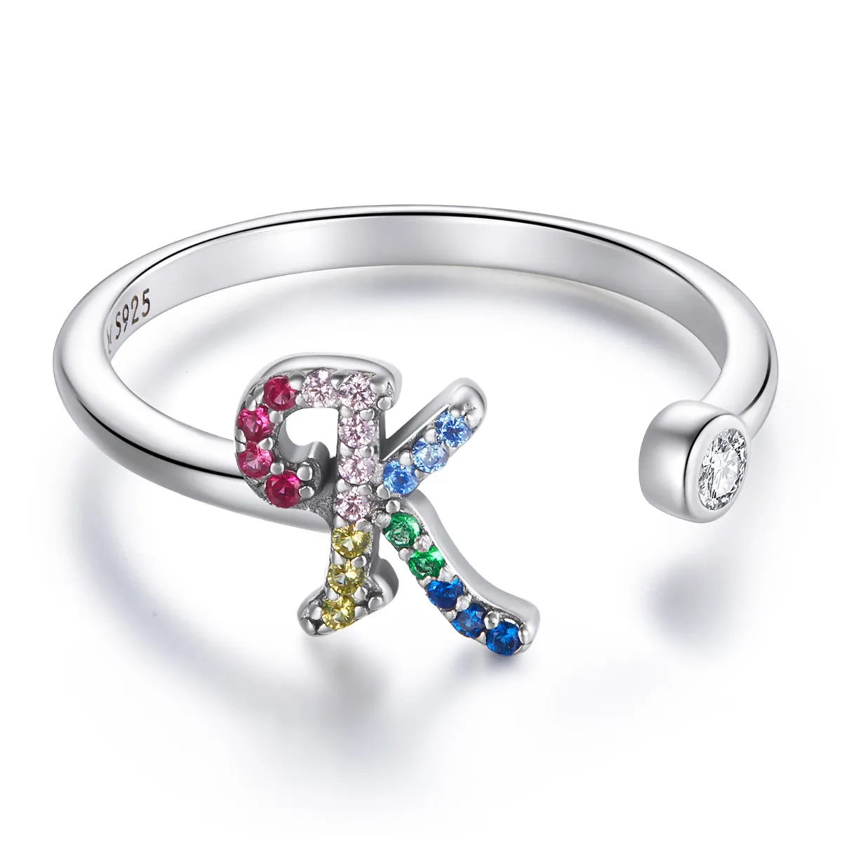Pandora Style Colorful Letter-K åpen ring - SCR723-K