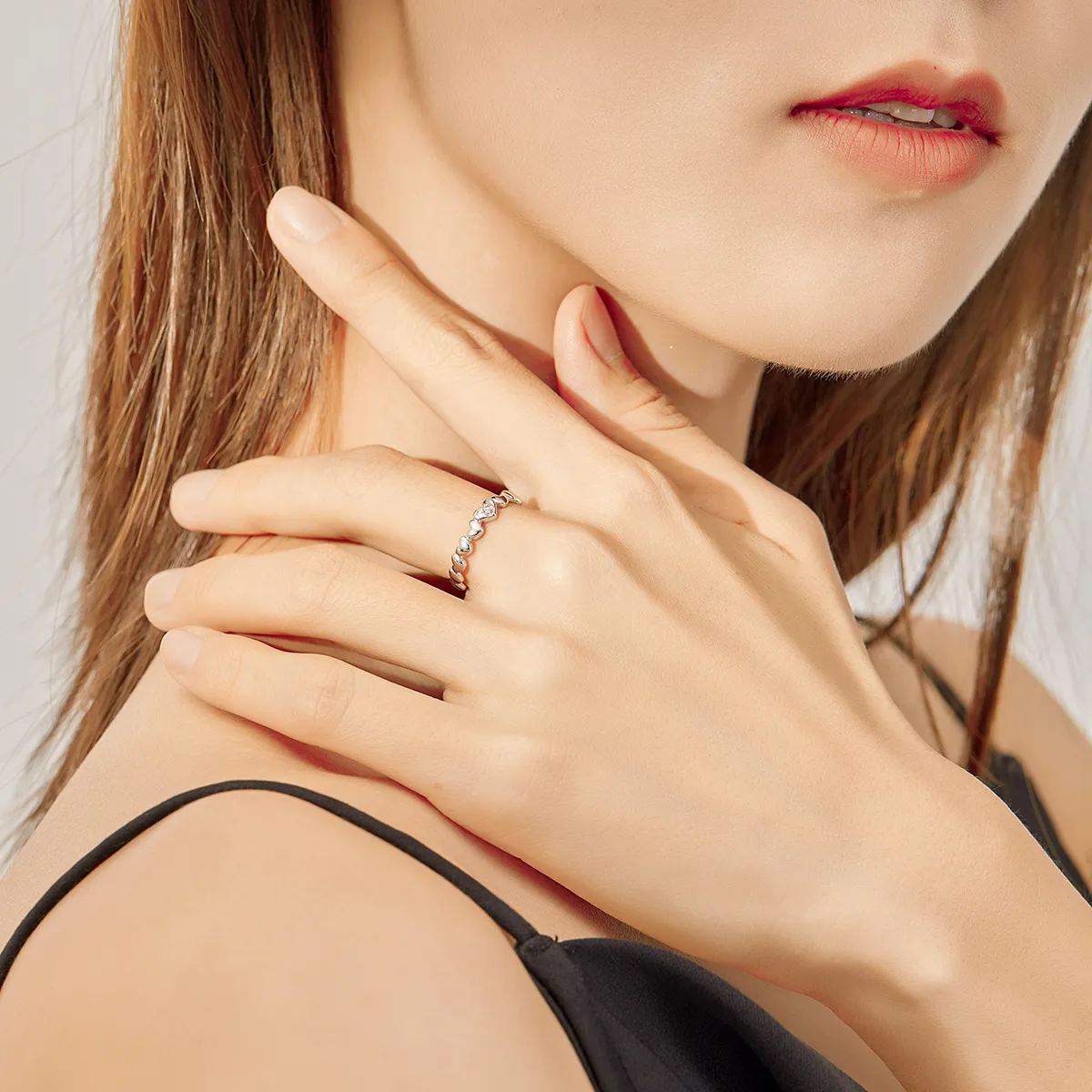 Pandora Style Hjertespeil Åpen Ring - BSR100