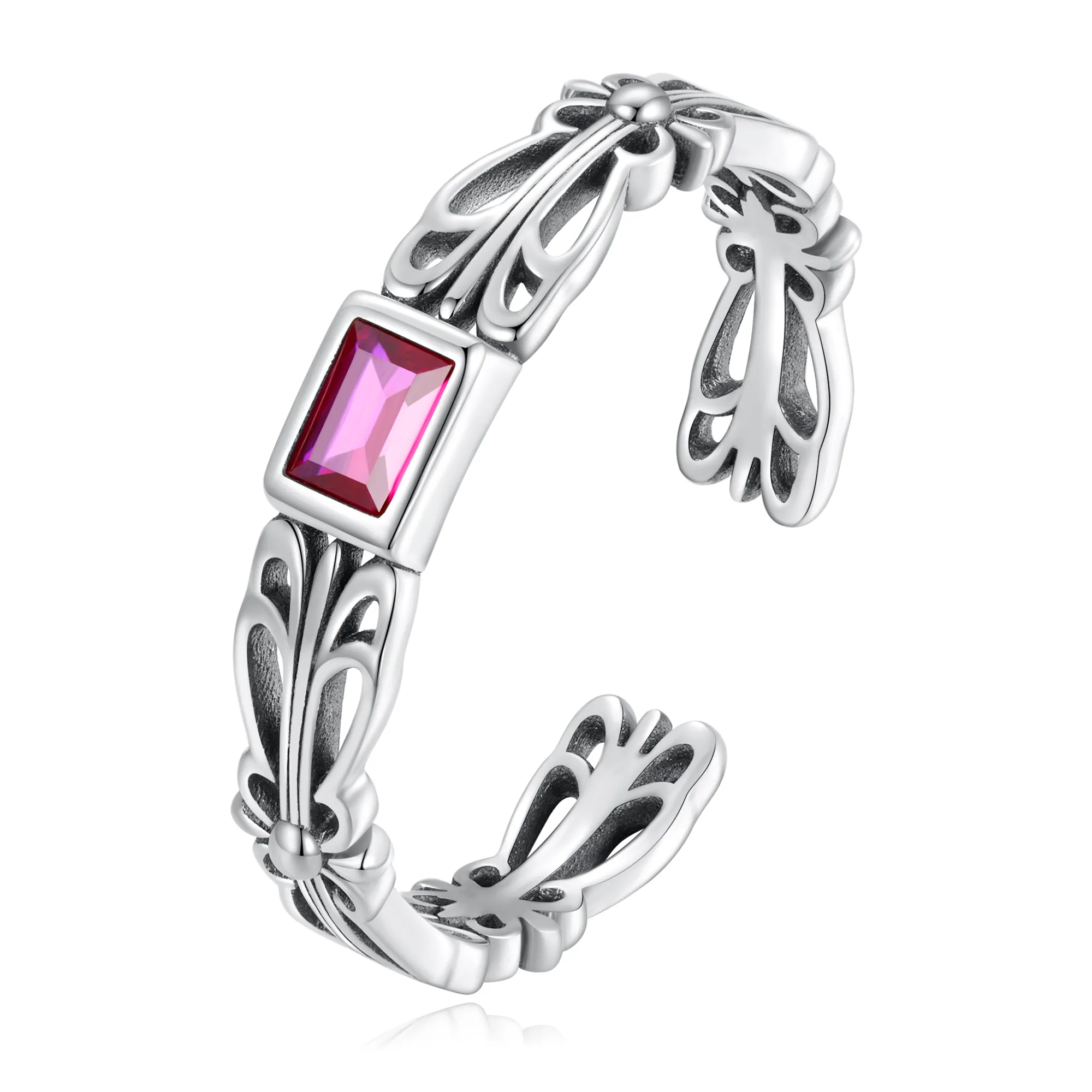Pandora Style Retro mønster åpen ring - SCR880