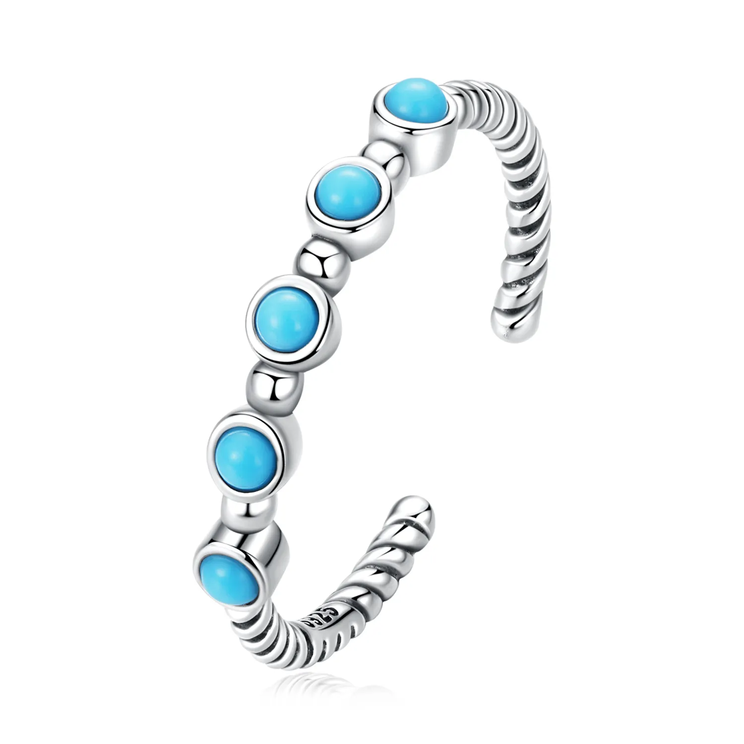 Pandora Style Turkis Twist Open Ring - SCR823