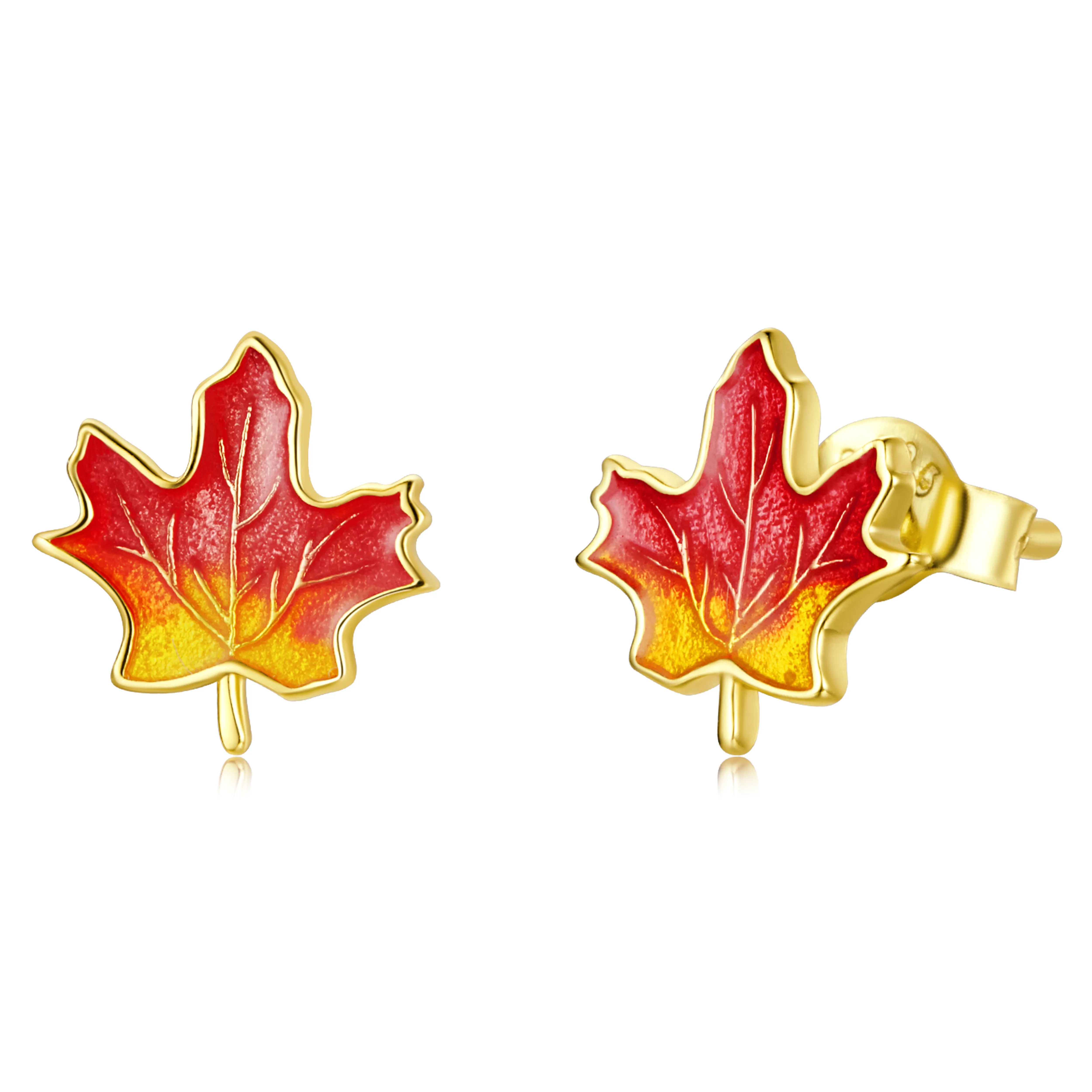 pandora style autumn maple leaf stud øredobber sce1244