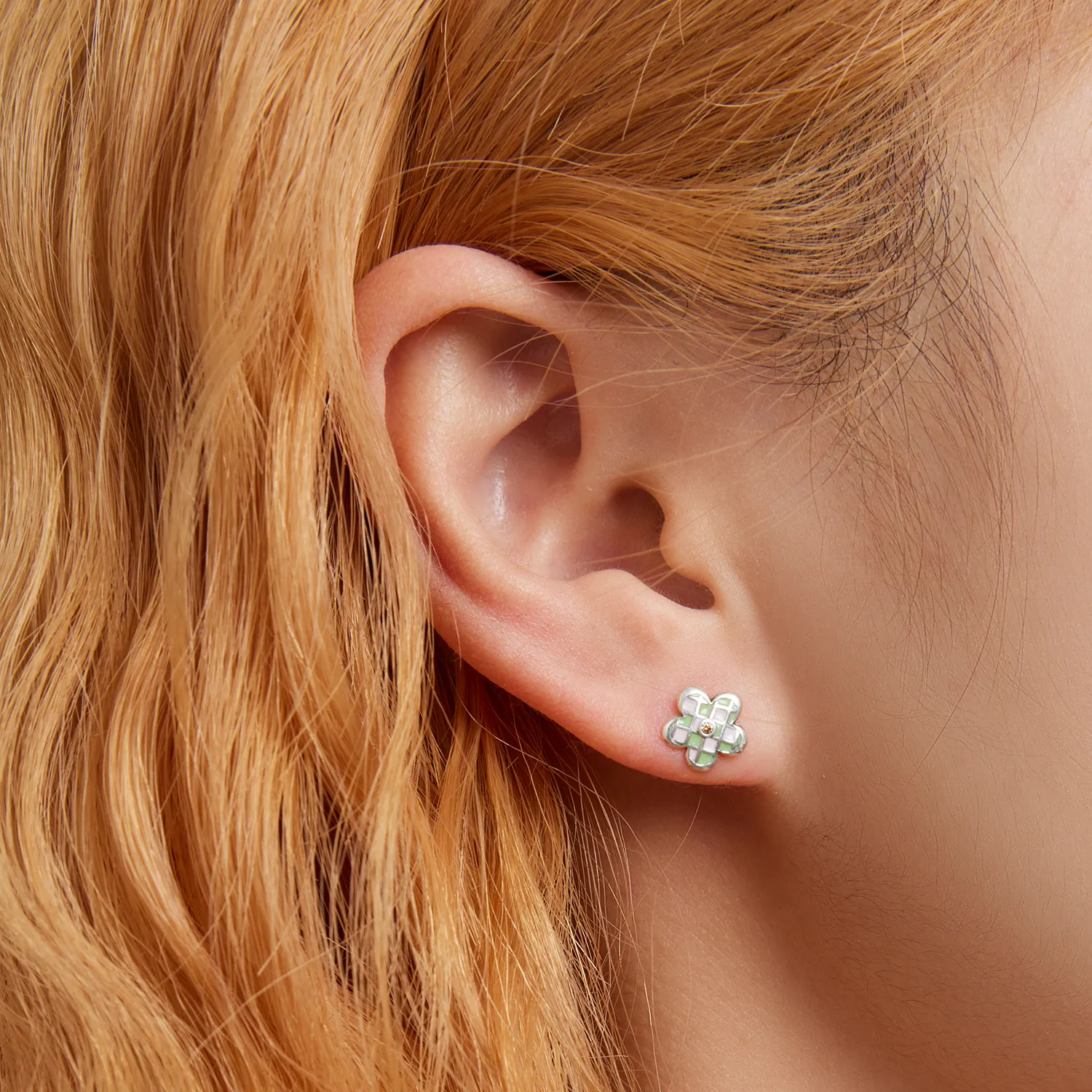 Pandora Style Checkerboard Florets ørepynt - SCE1387