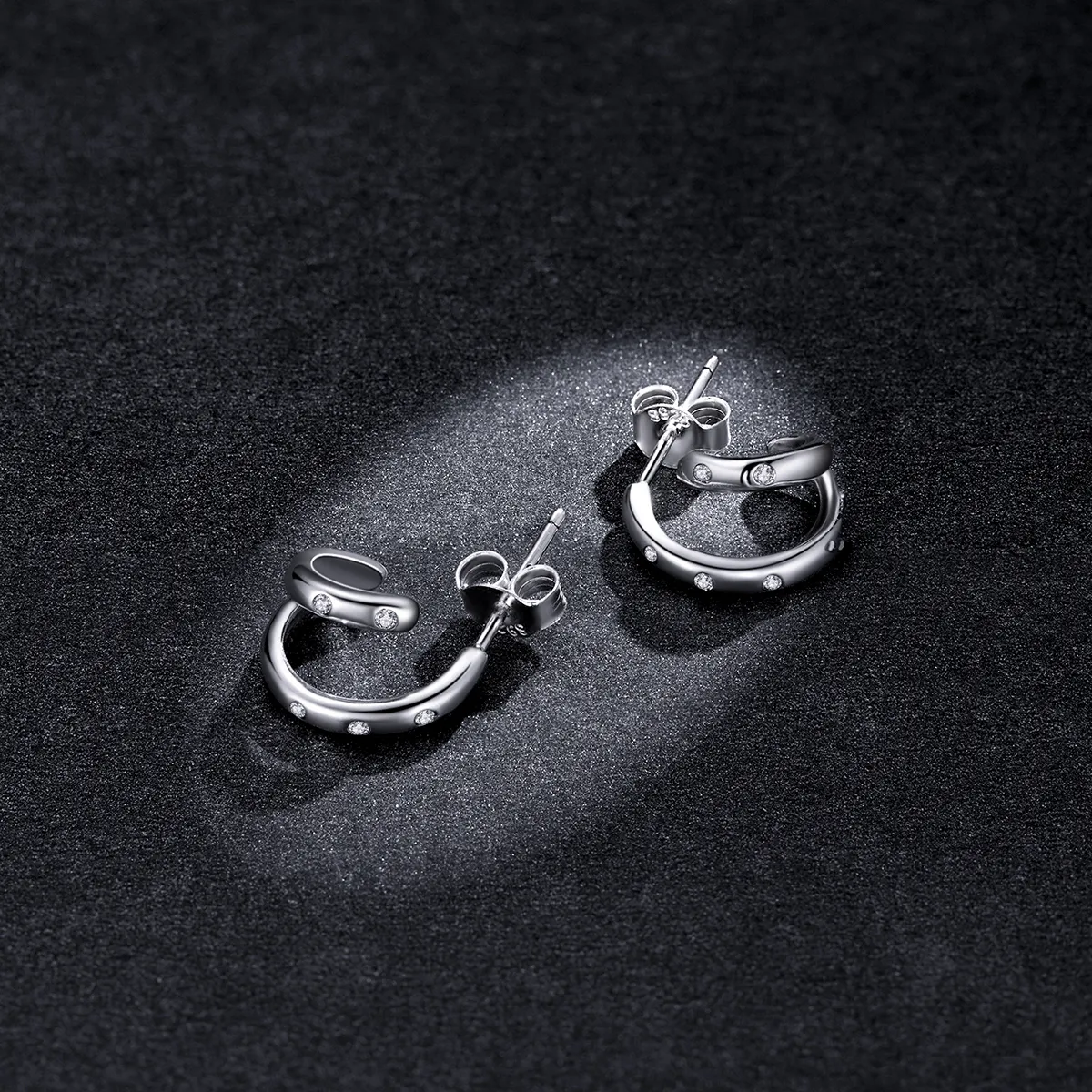 Pandora Style doble sirkel øredobber - BSE494