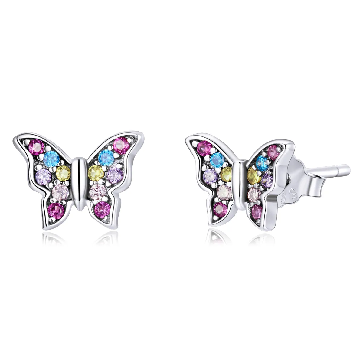 Pandora Style Fargerike Butterfly Stud øredobber - BSE514