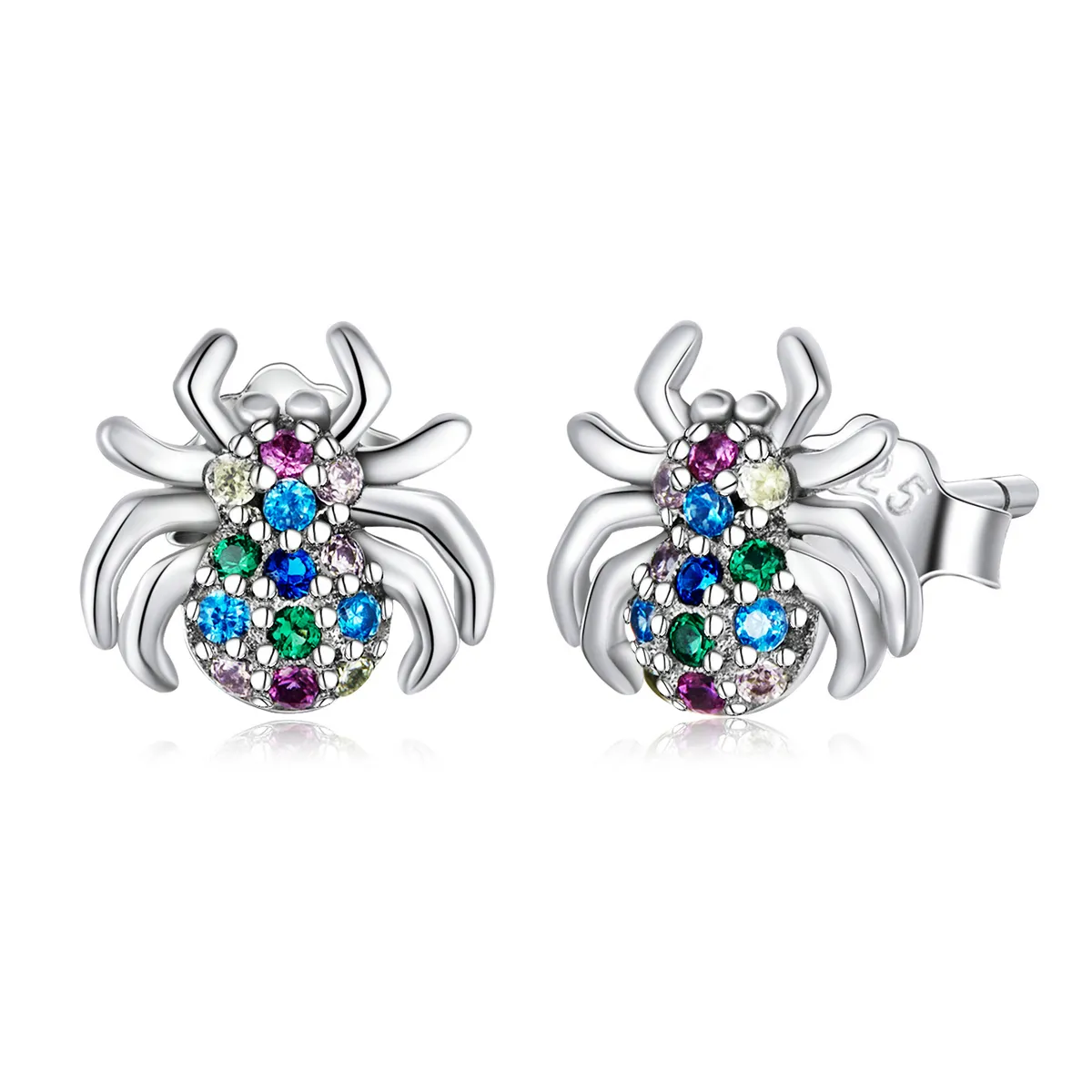 Pandora Style Fargerike Spider Stud øredobber - BSE561