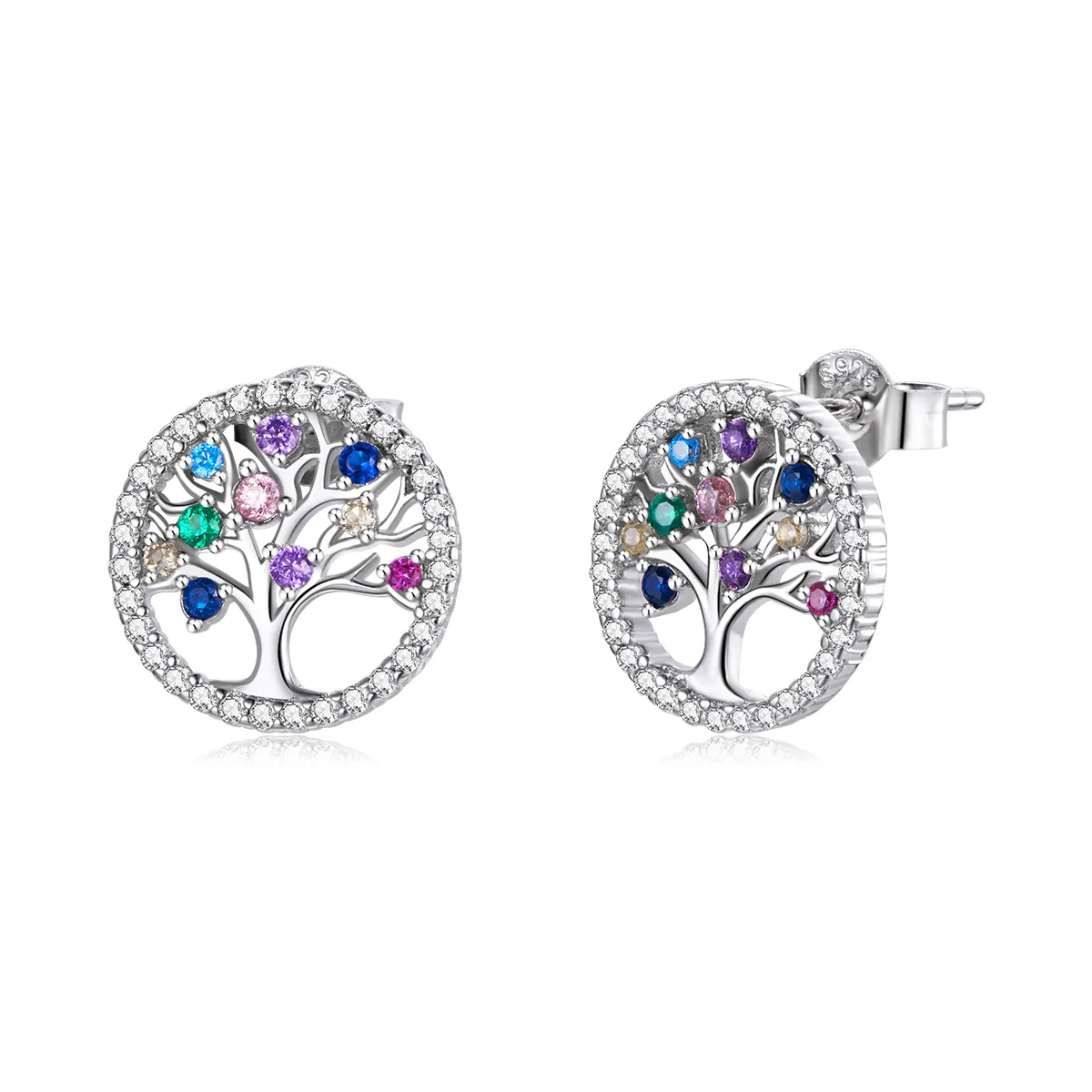 pandora style fargerike tree of life ørepynt bse497