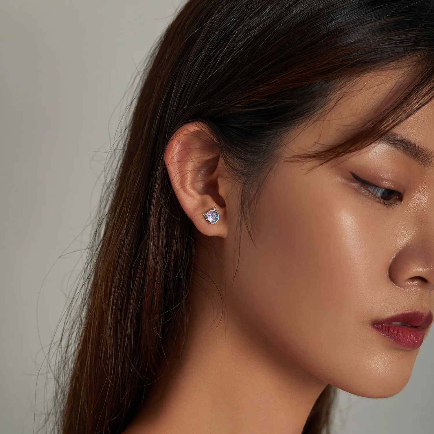 Pandora Style Fish Scale Cat Head Stud øredobber - SCE1301