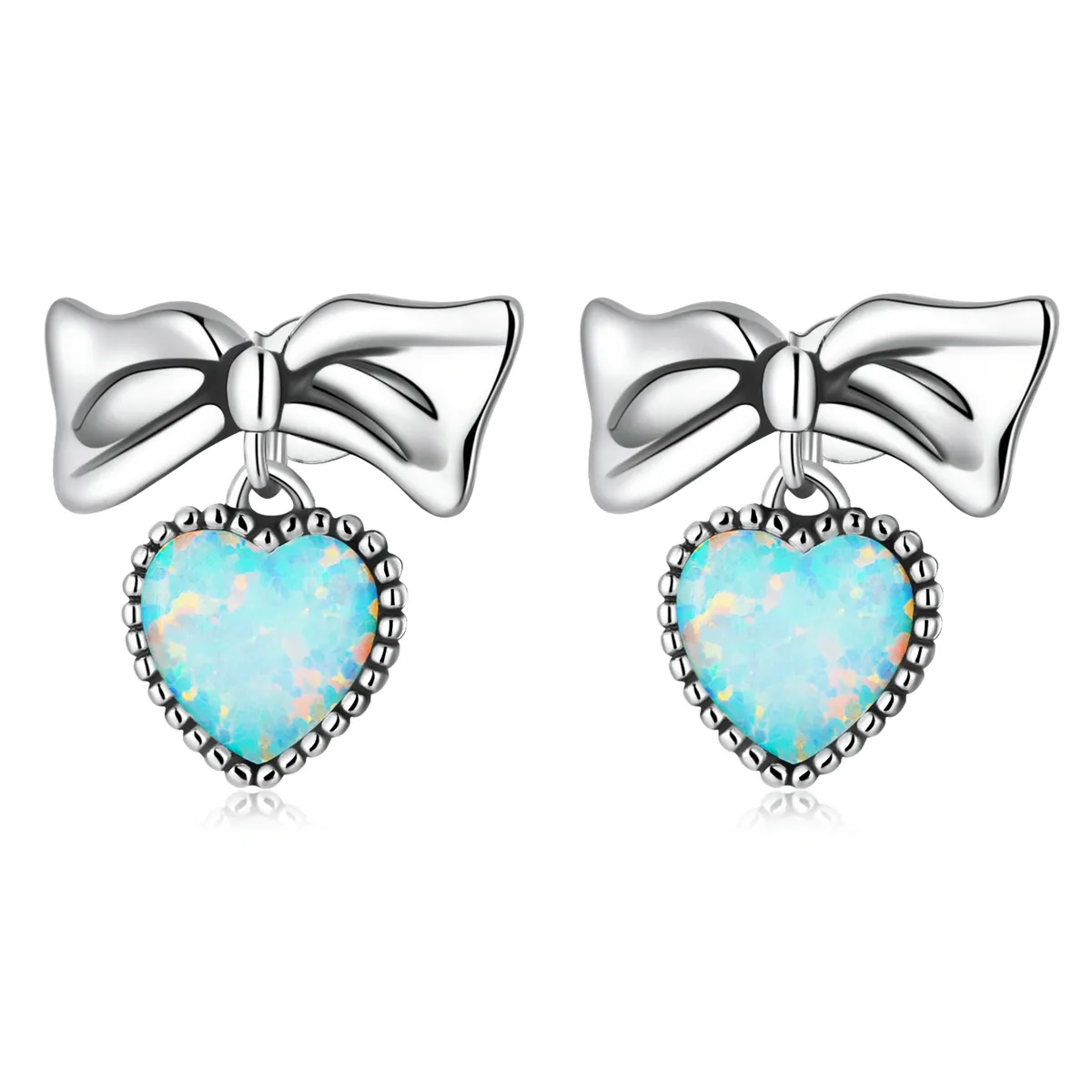 Pandora Style opal hjerte sløyfe øredobber - SCE1374