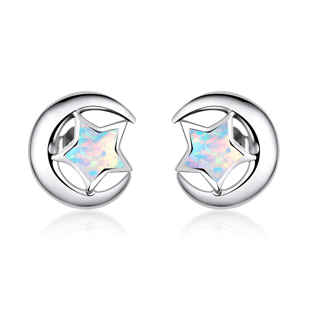 pandora style opal moon stud øredobber sce816 a