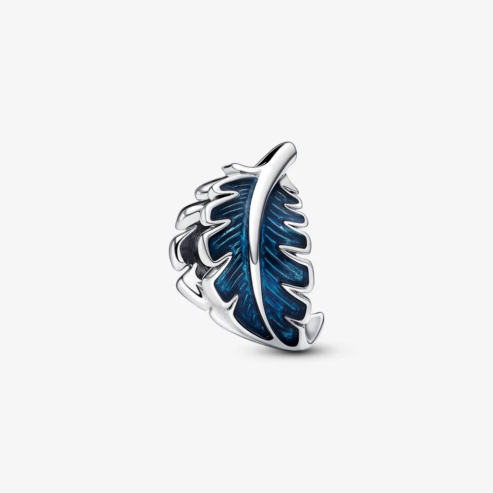 pandora blå buet fjær charm 792576c01