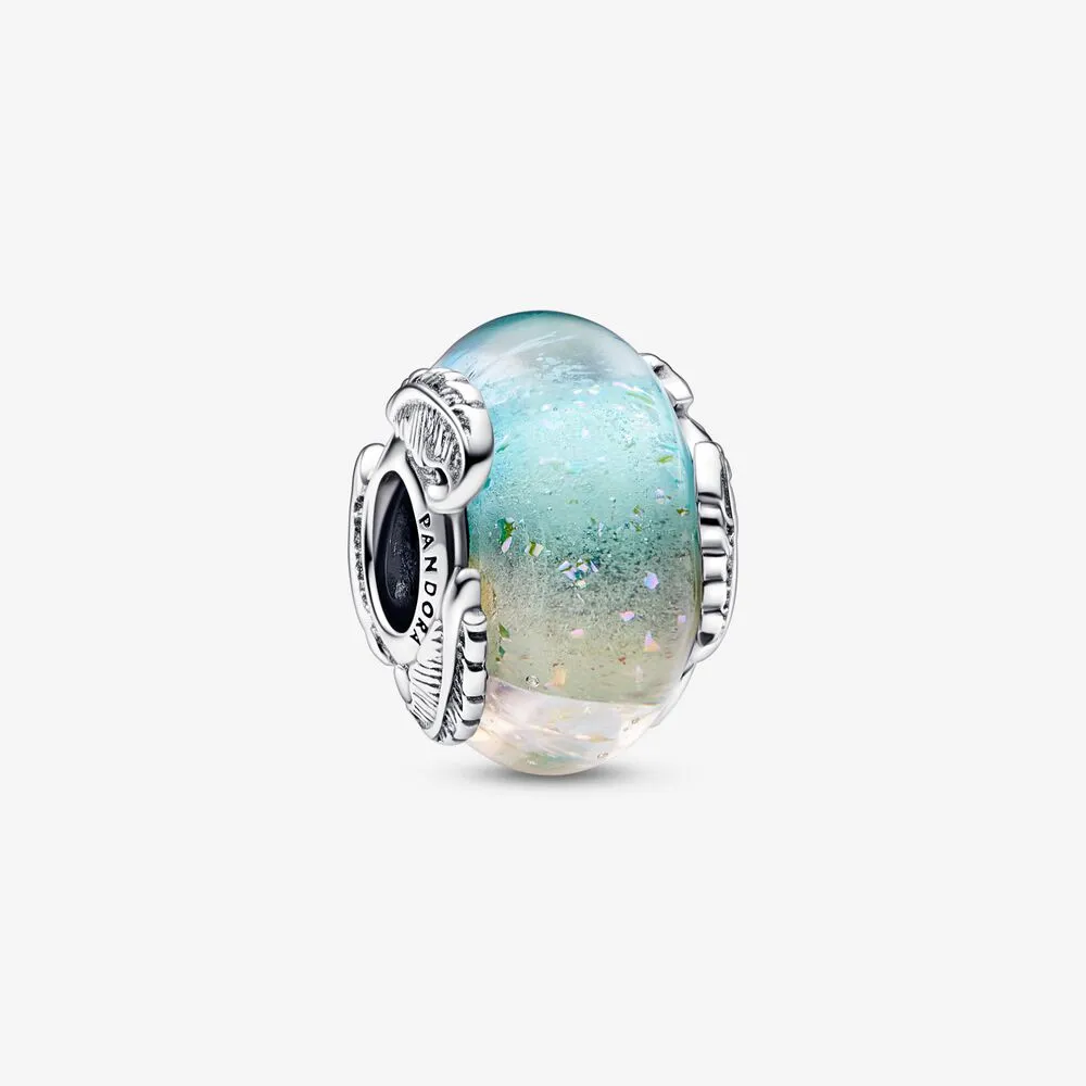 pandora flerfarget muranoglass og buet fjær charm 792577c00