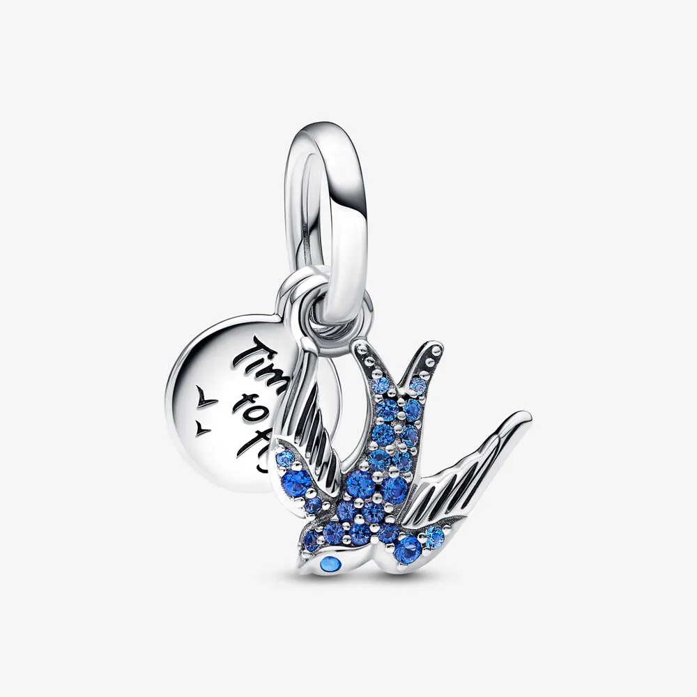pandora funklende svale og sitat dobbel hengende charm 792570c01