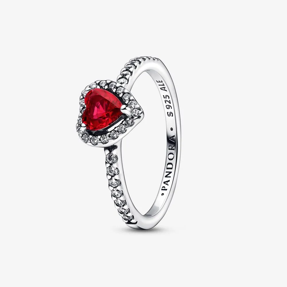 pandora hevet rødt hjerte ring 198421c02