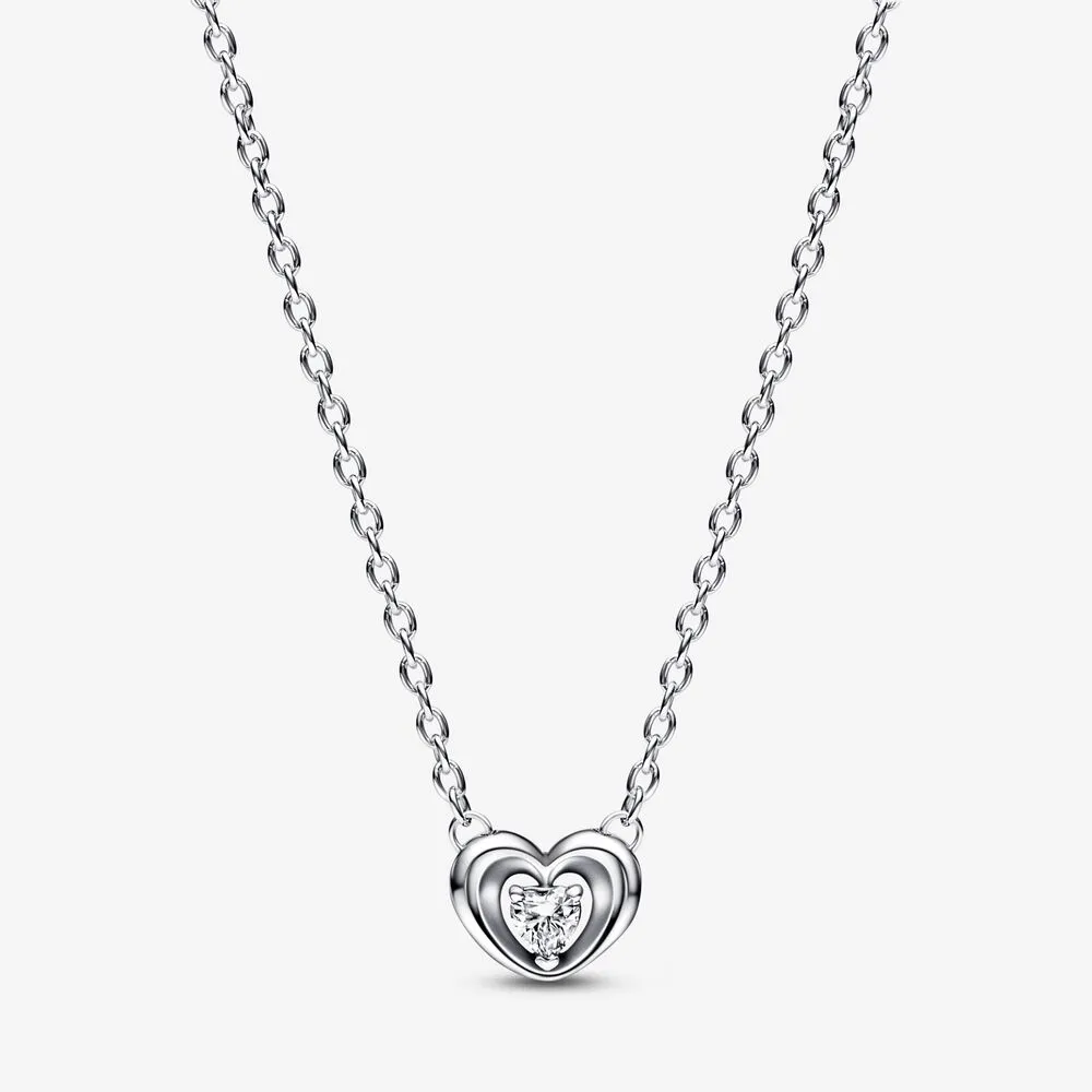 pandora strålende hjerte og svevende stein anheng collier halskjede 392494c01