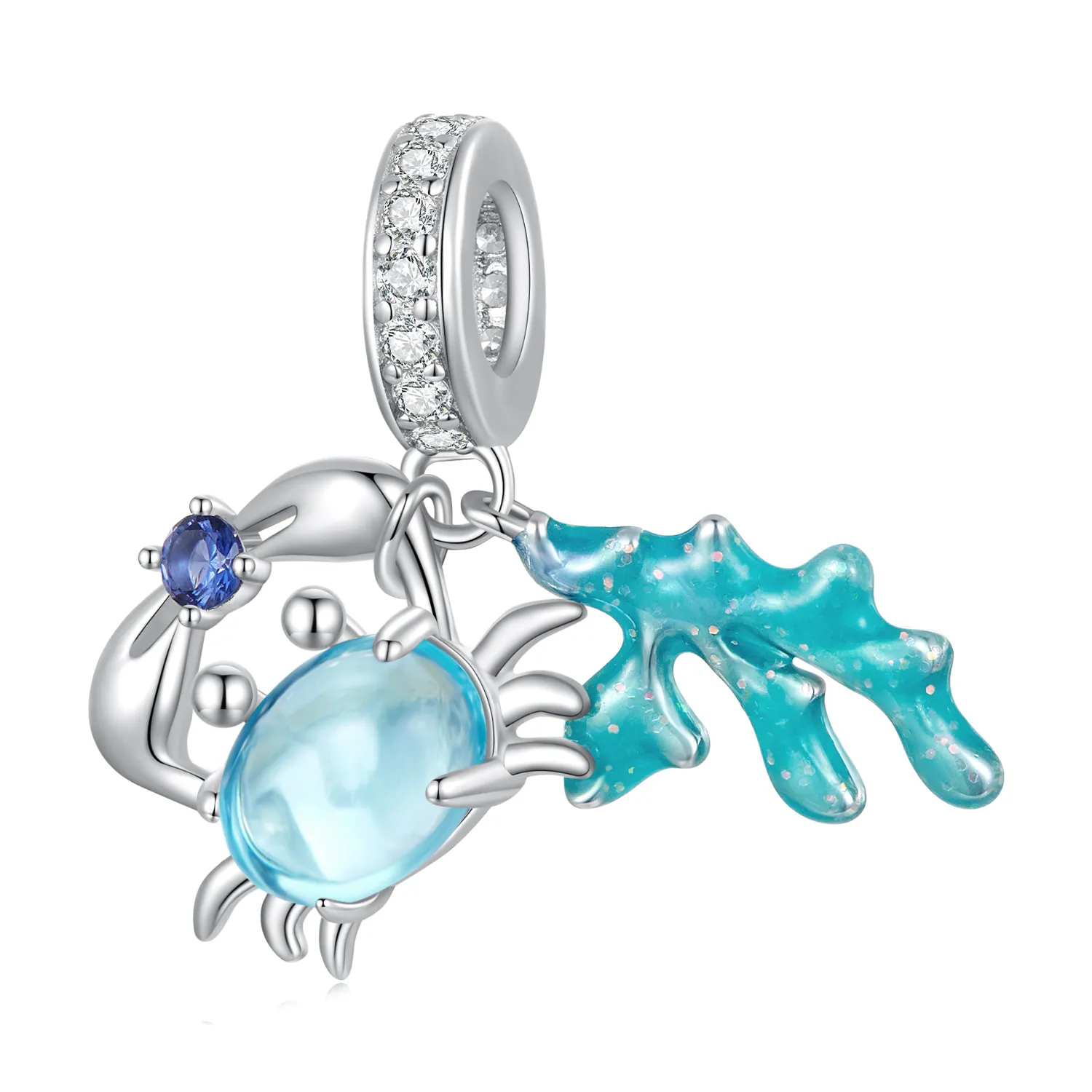 pandora style crab seaweed anheng charm scc2505