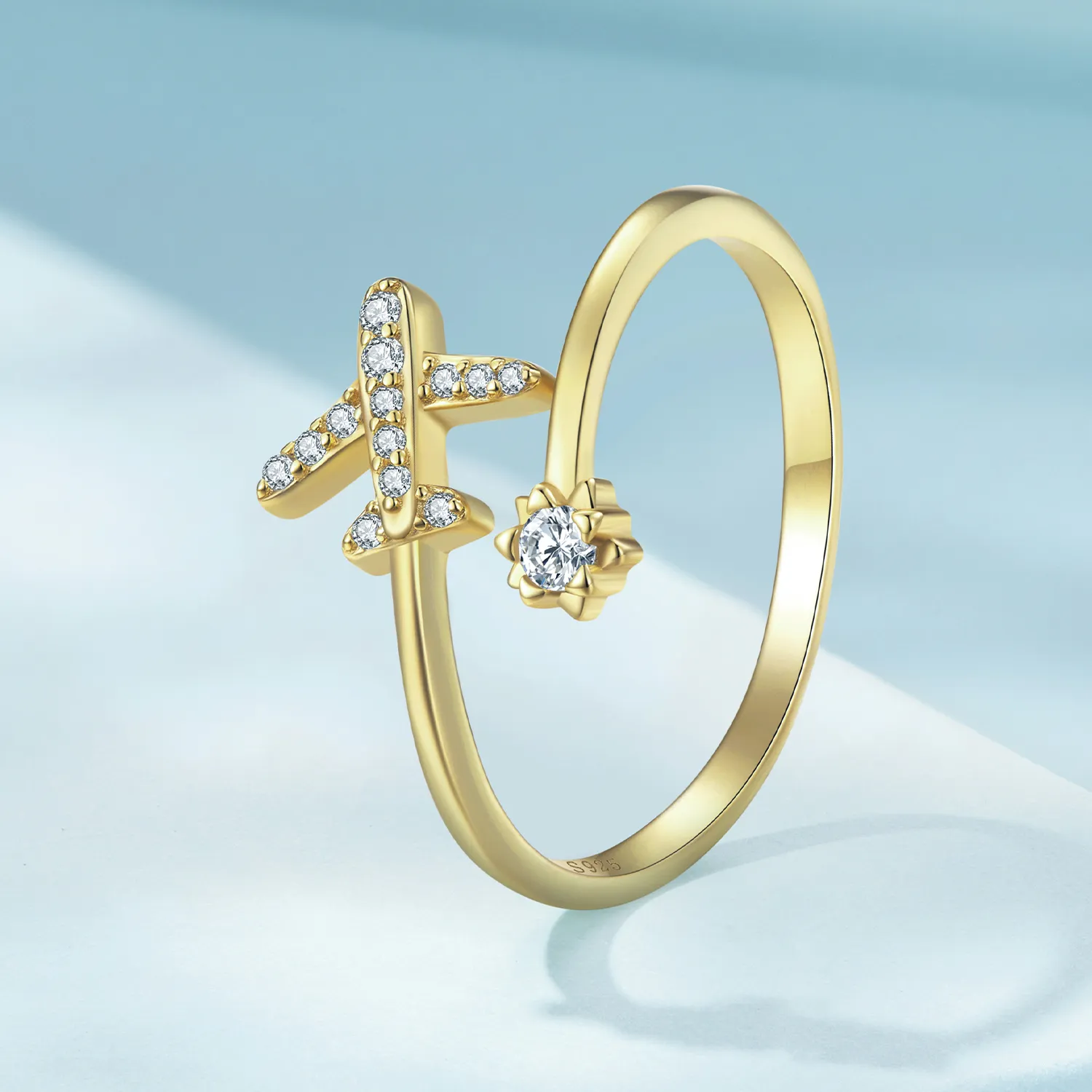 Pandora Style Gullbelagt Avstand Åpen Ring - SCR623-B