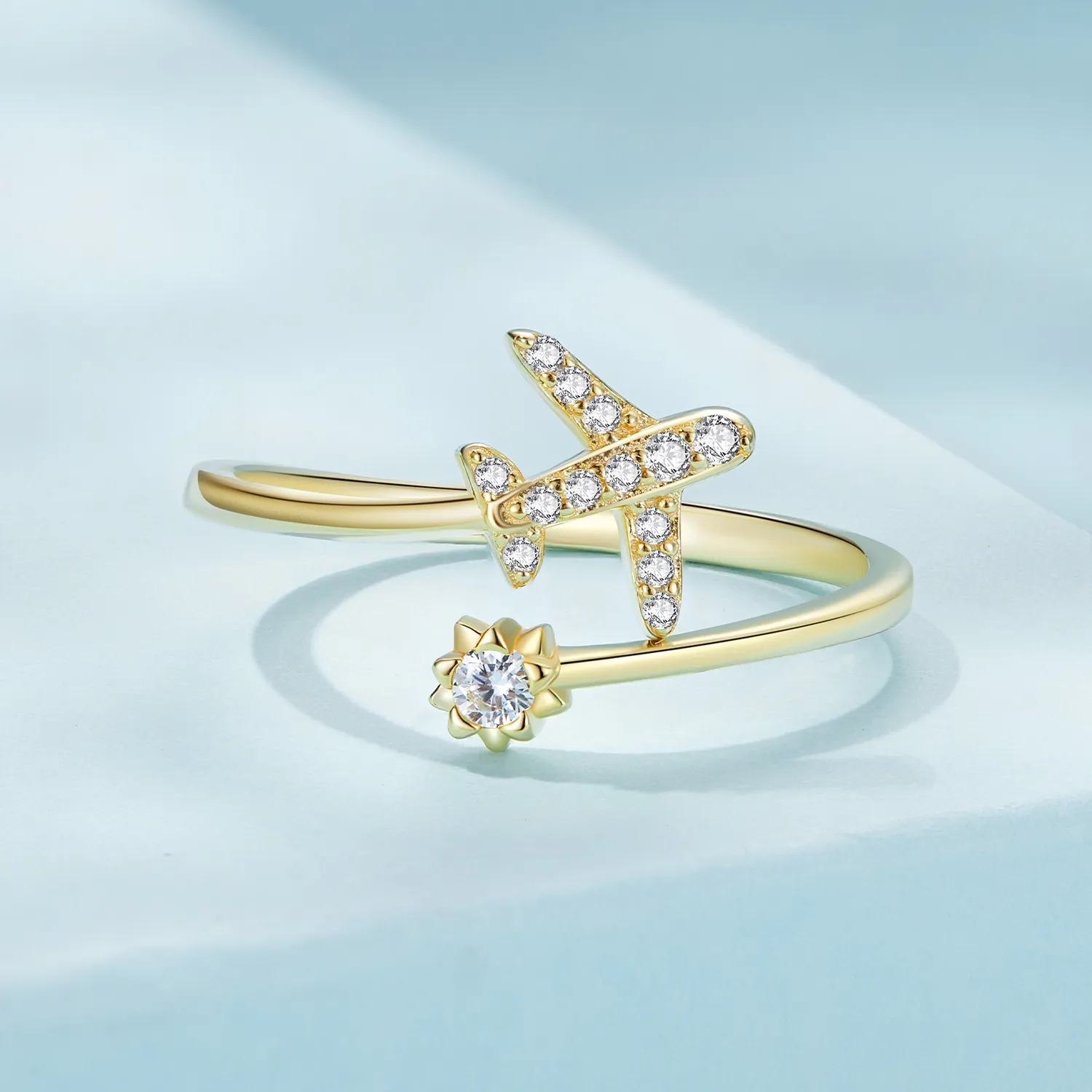 Pandora Style Gullbelagt Avstand Åpen Ring - SCR623-B