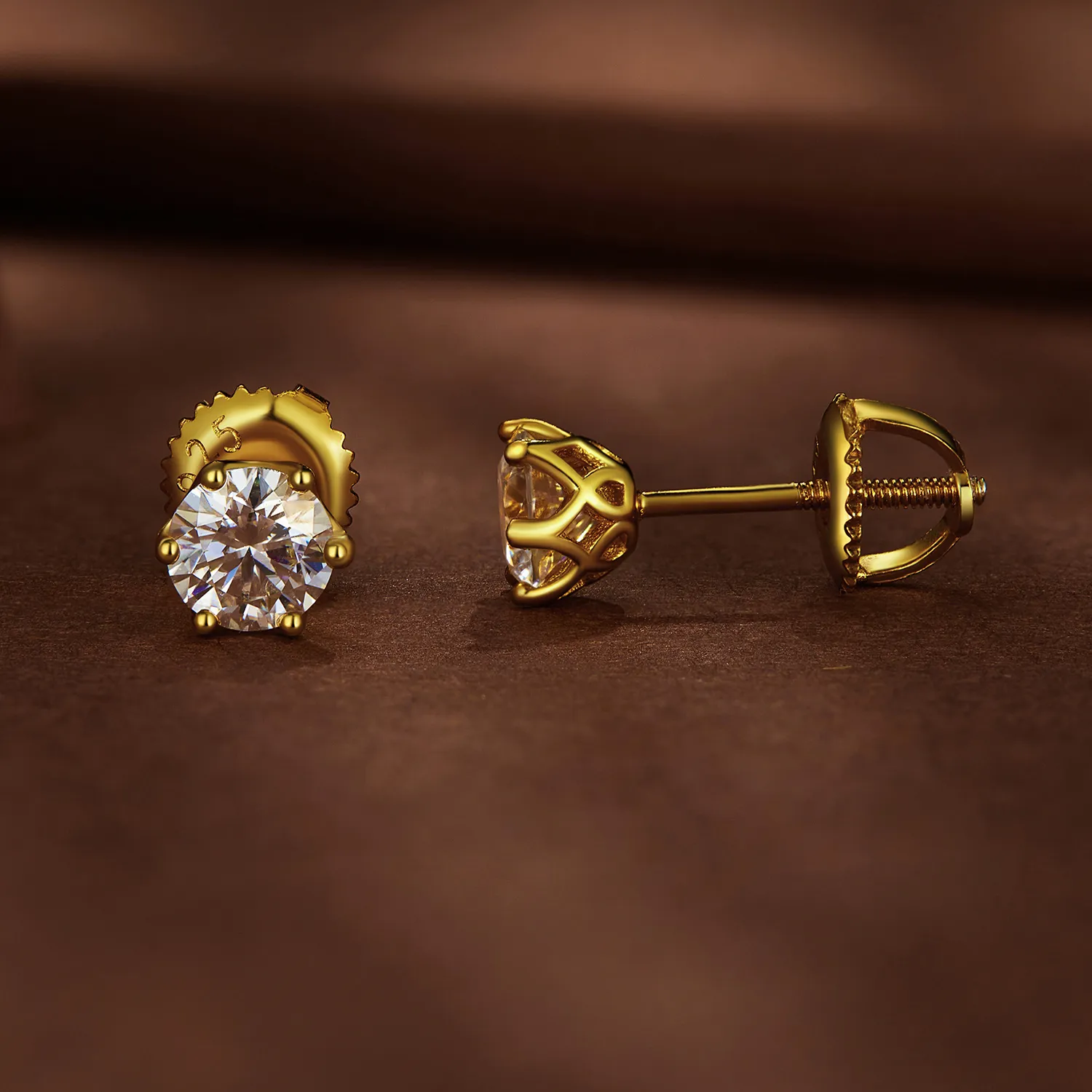 Pandora Style gullbelagte 0,5 karat seks-klor moissanite øredobber - MSE004-BS