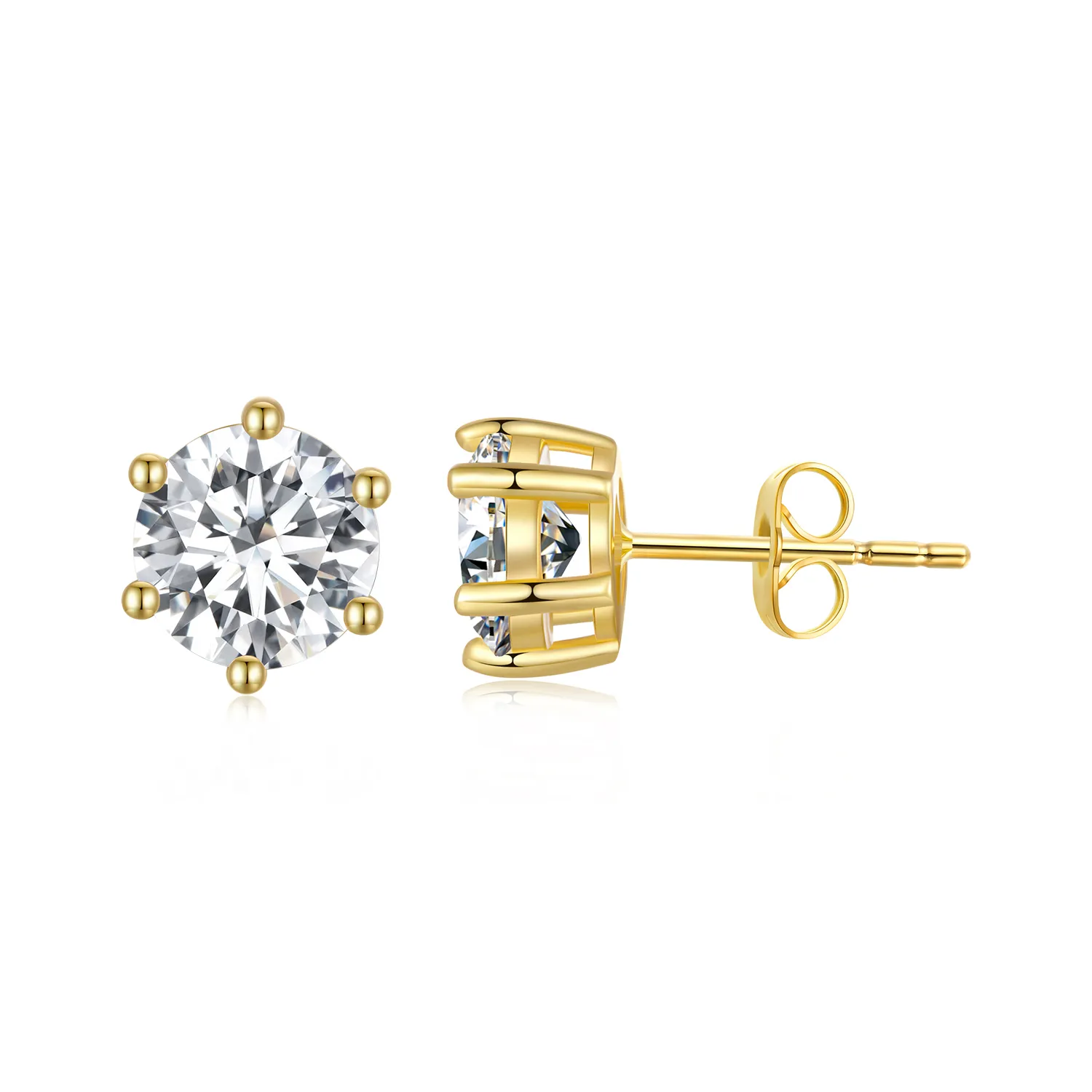 Pandora Style gullbelagte skinnende sirkon øredobber - BSE615-7B
