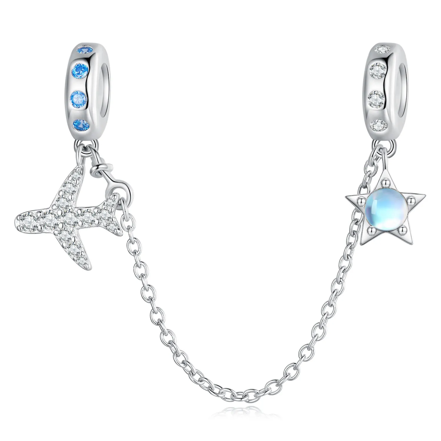 pandora style stars and galaxy safety chain bsc738