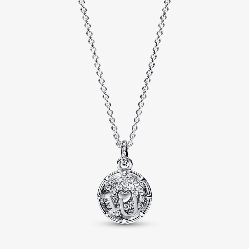 Pandora I love u sterling silver pendant with clear cubic zirconia, clear crystal and necklace - 392599C01
