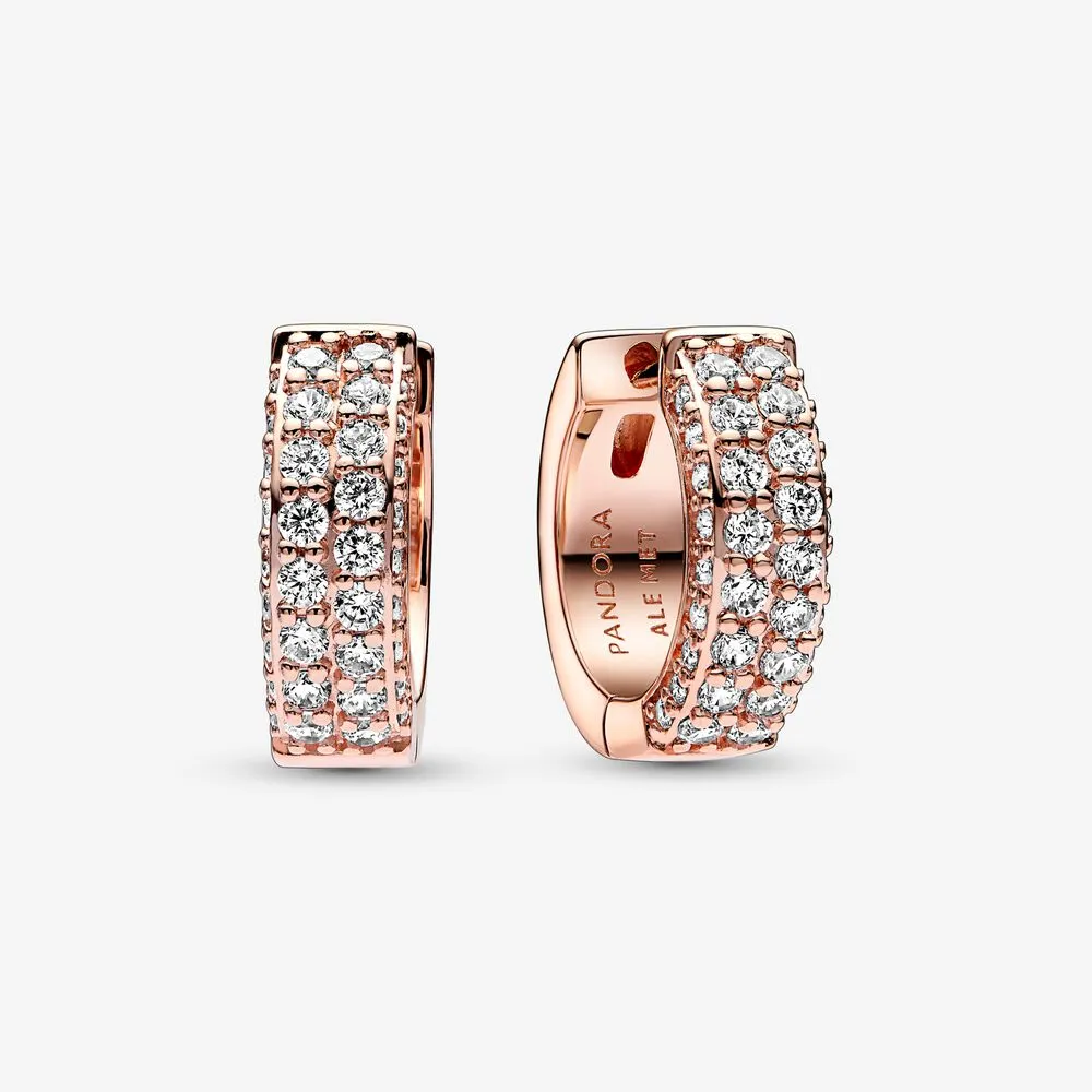 pandora timeless pavé dobbel rad øreringer 282622c01