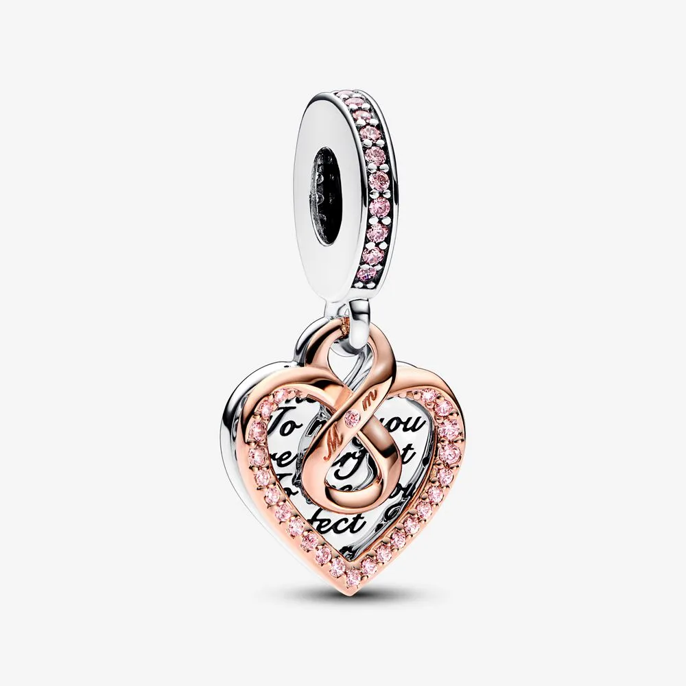 Pandora Tofarget Evighetshjerte Dobbel Hengende Charm - 782641C01