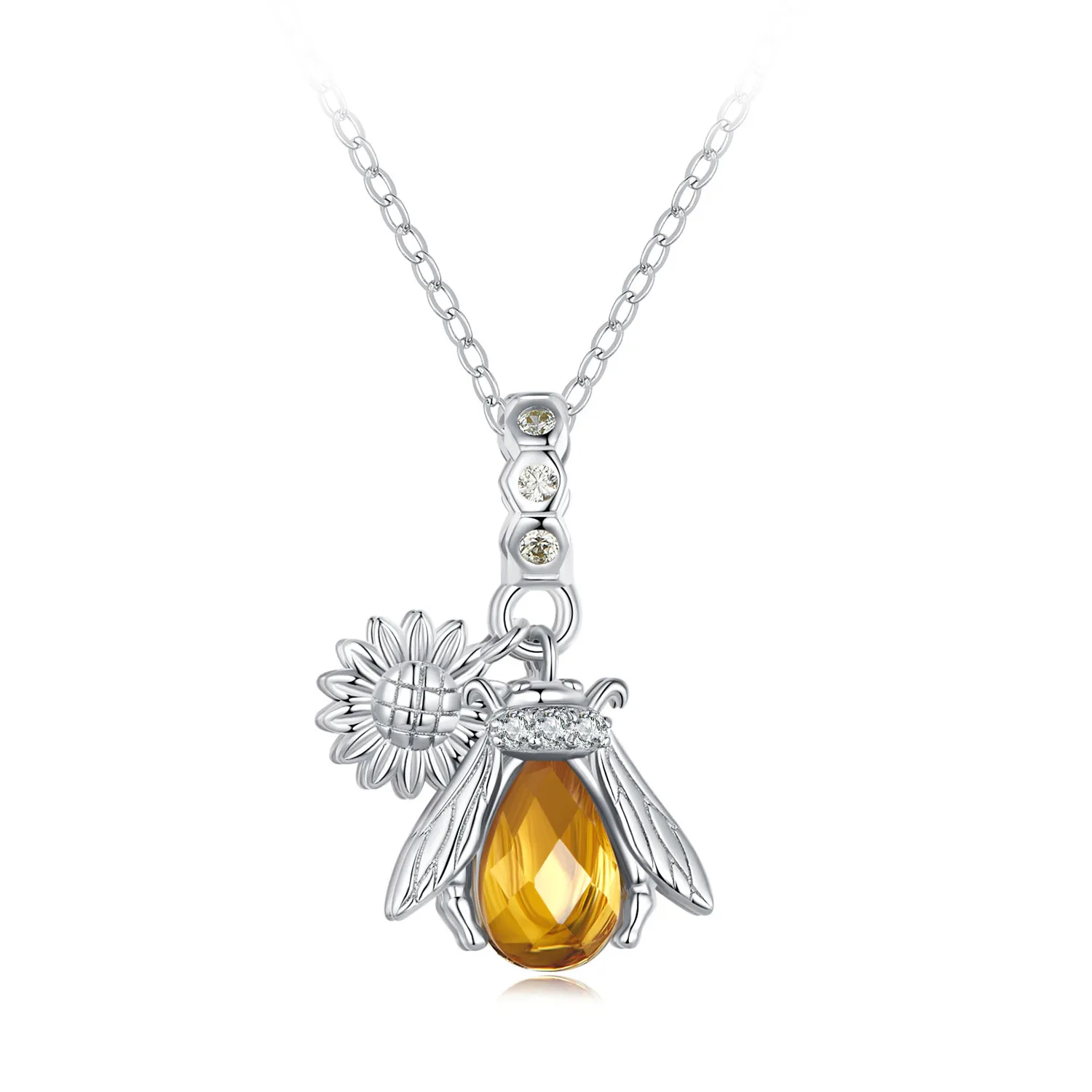 pandora style bee daisy halskjede bsn356