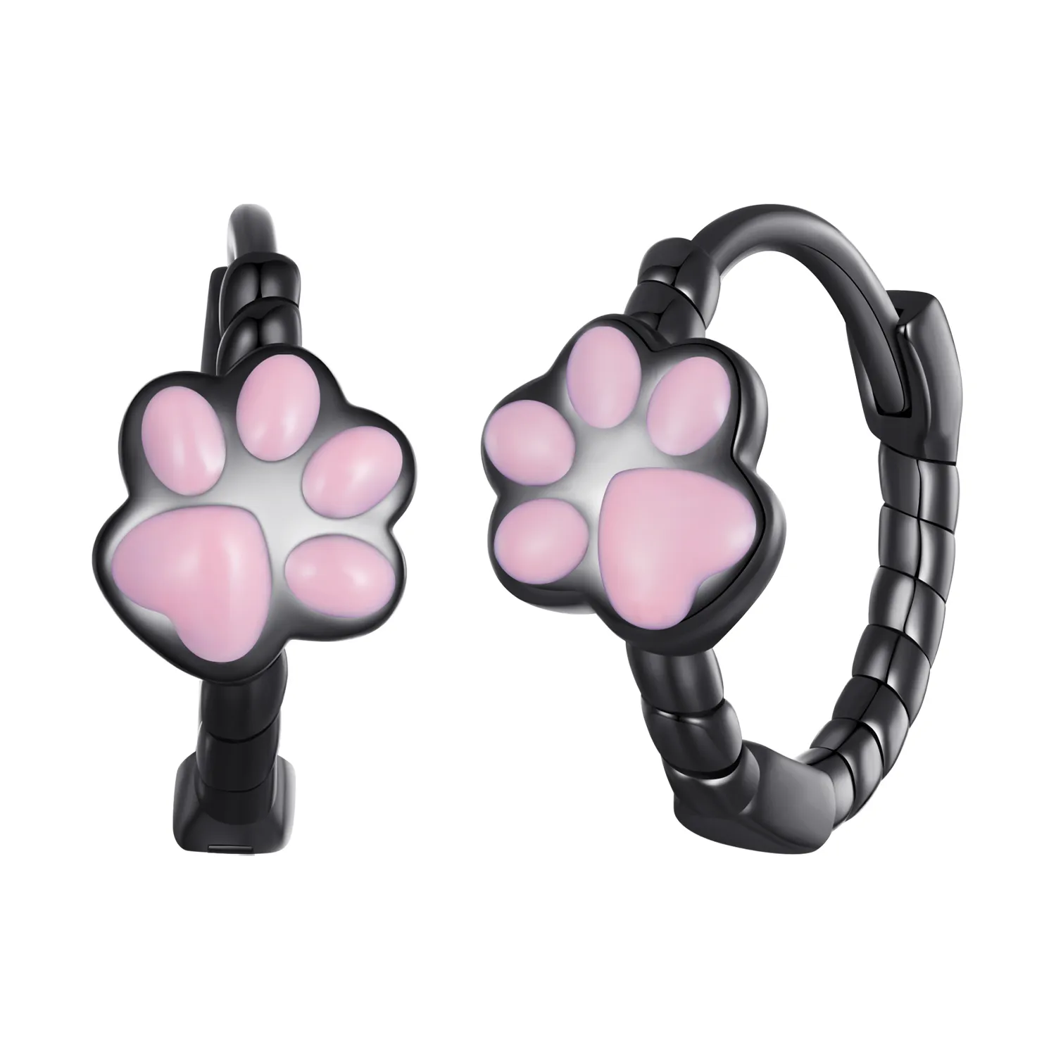 pandora style black cat claw hoop øredobber sce1576