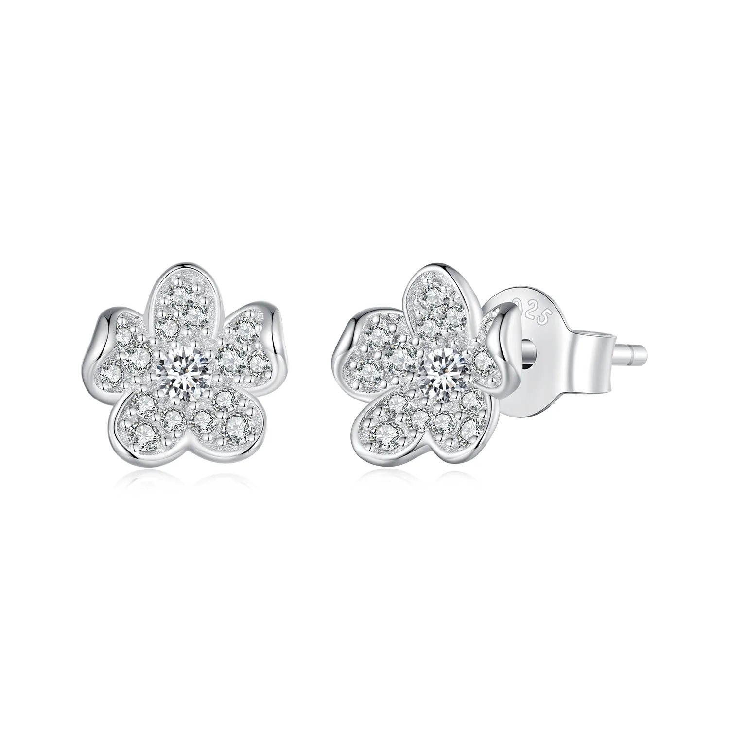 Pandora Style Diamantbelagte ørepynt med blomster - BSE855