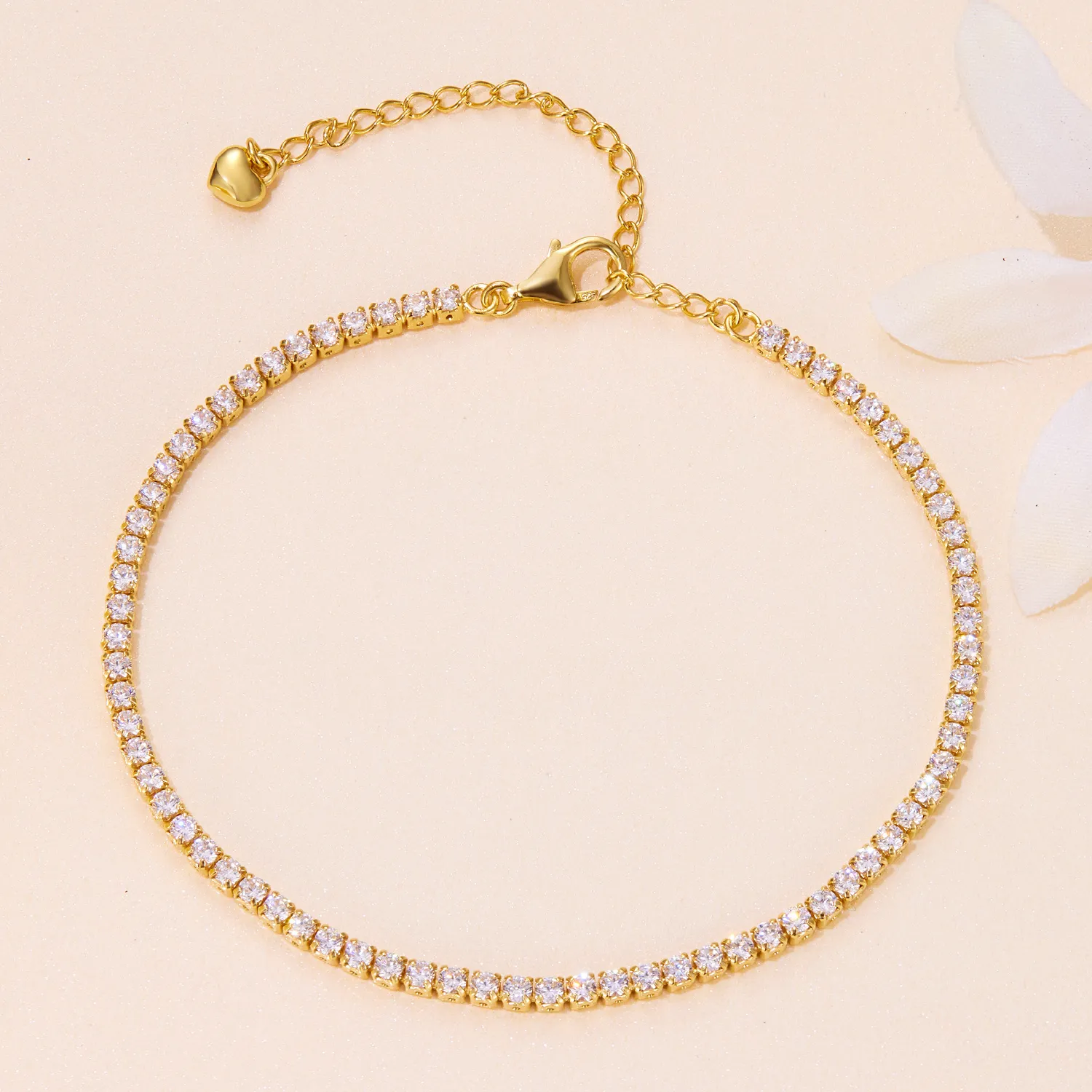 Pandora Style Golden Exquisite Zircon Chain Armbånd - BSB097-B