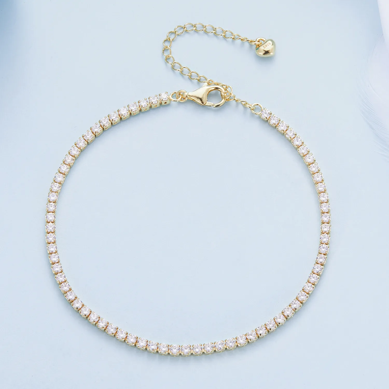 Pandora Style Golden Exquisite Zircon Chain Armbånd - BSB097-B