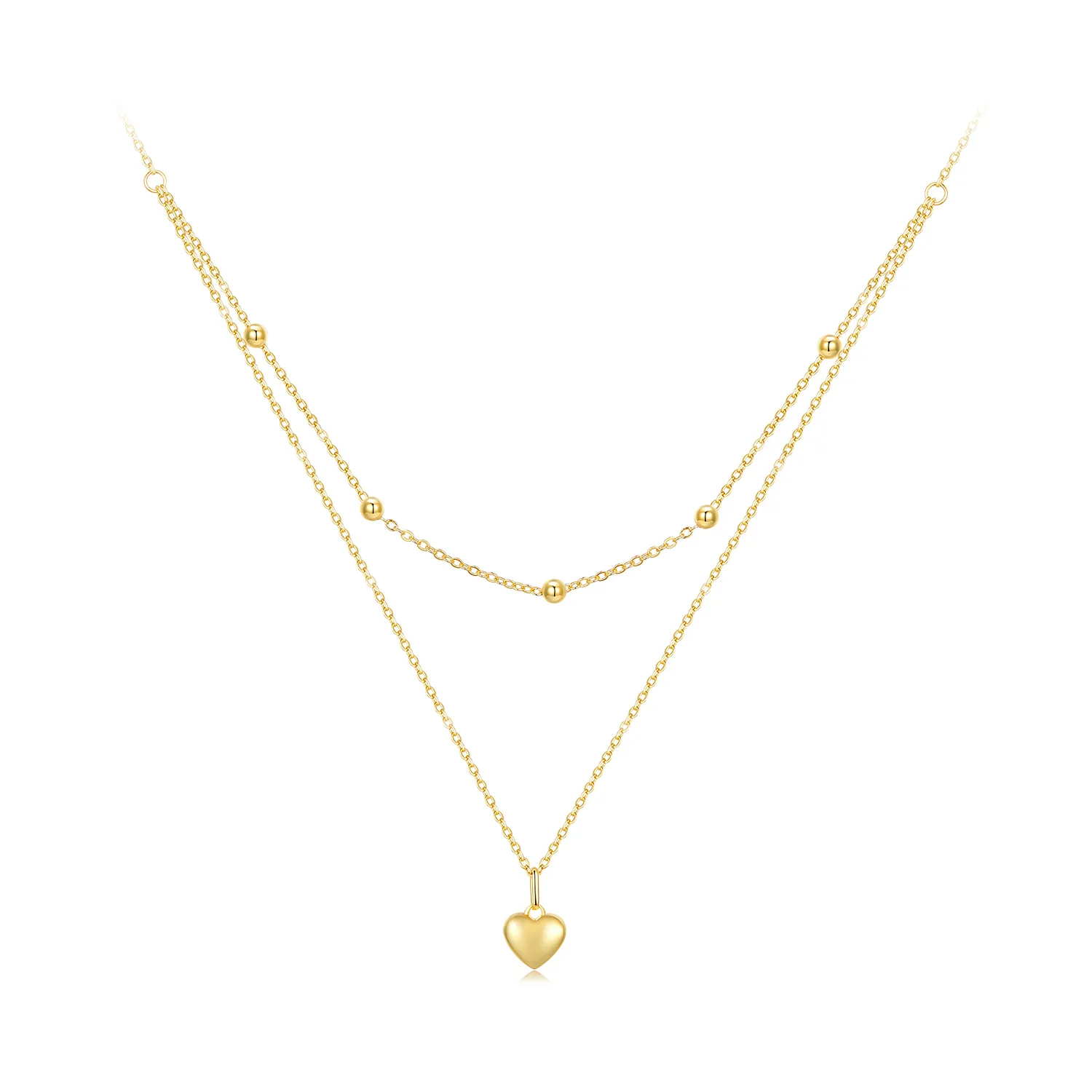 pandora style golden love heart beaded halskjede bsn168 b