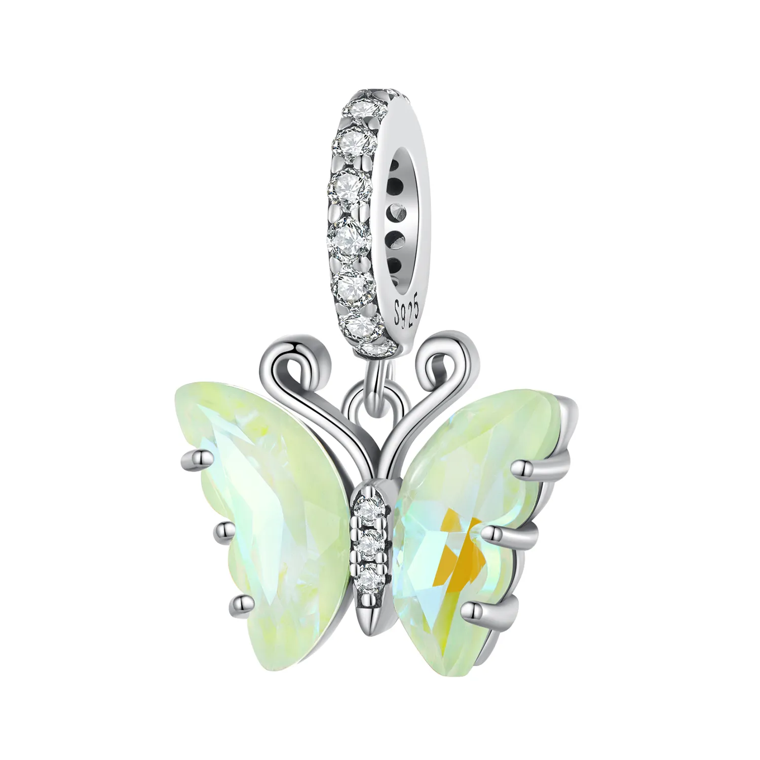 Pandora Style Green Aurora Butterfly Dingle - SCC2305-GN
