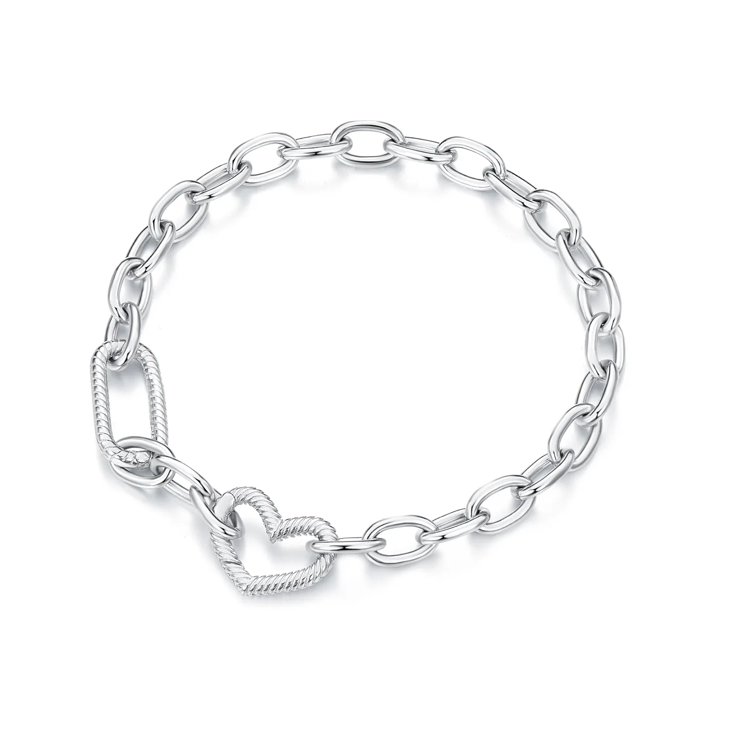Pandora Style Heart Chain Armbånd - SCB258