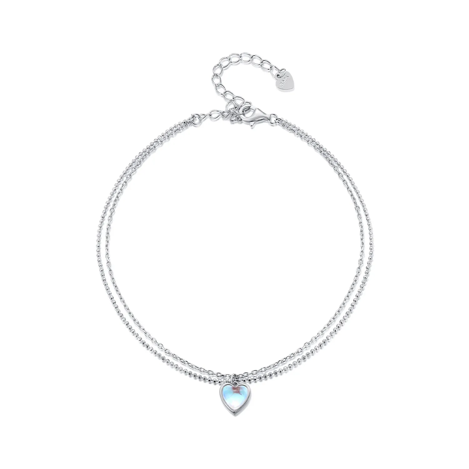 pandora style hjerteformet dobbel layer anklet sct024