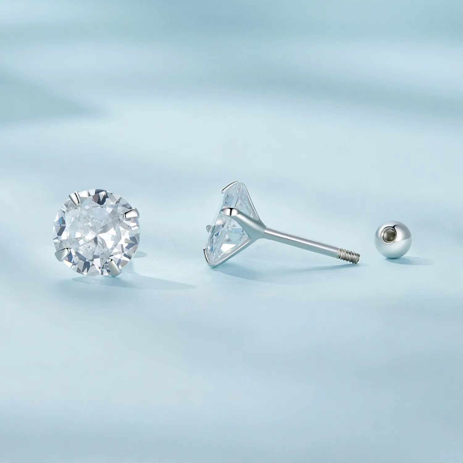 Pandora Style Hvite Zirkonium øredobber - SCE1646-M