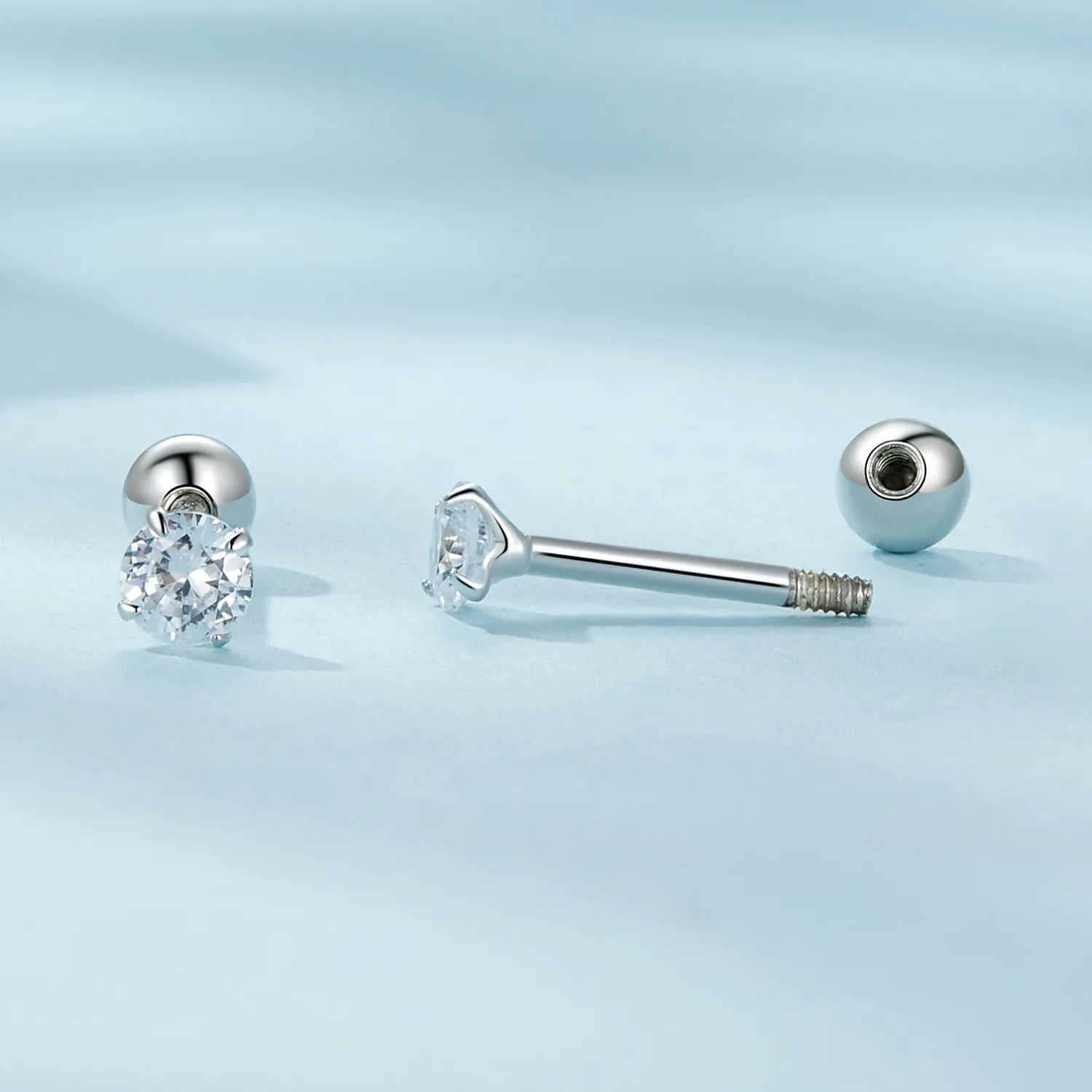 Pandora Style Hvite Zirkonium øredobber - SCE1646-S