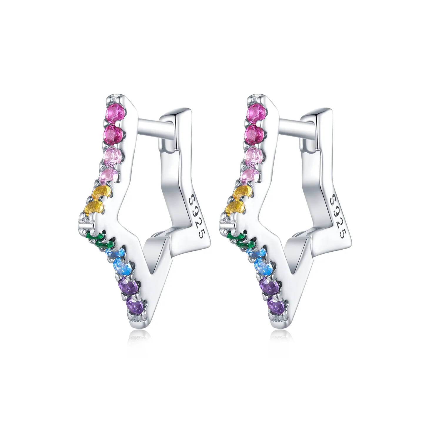 pandora style iridescent stars hoop øredobber sce1627