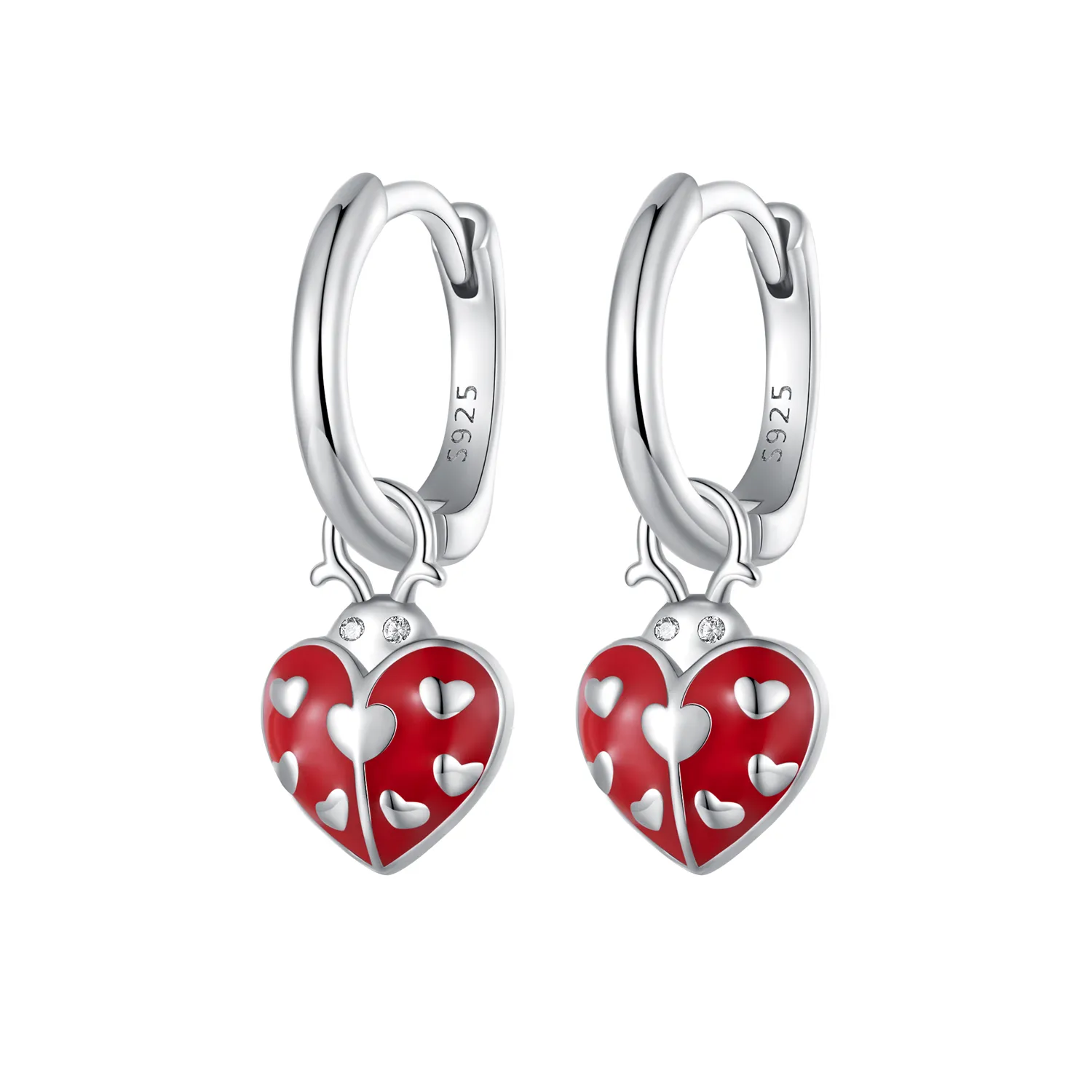 pandora style ladybug hoop øredobber sce1573