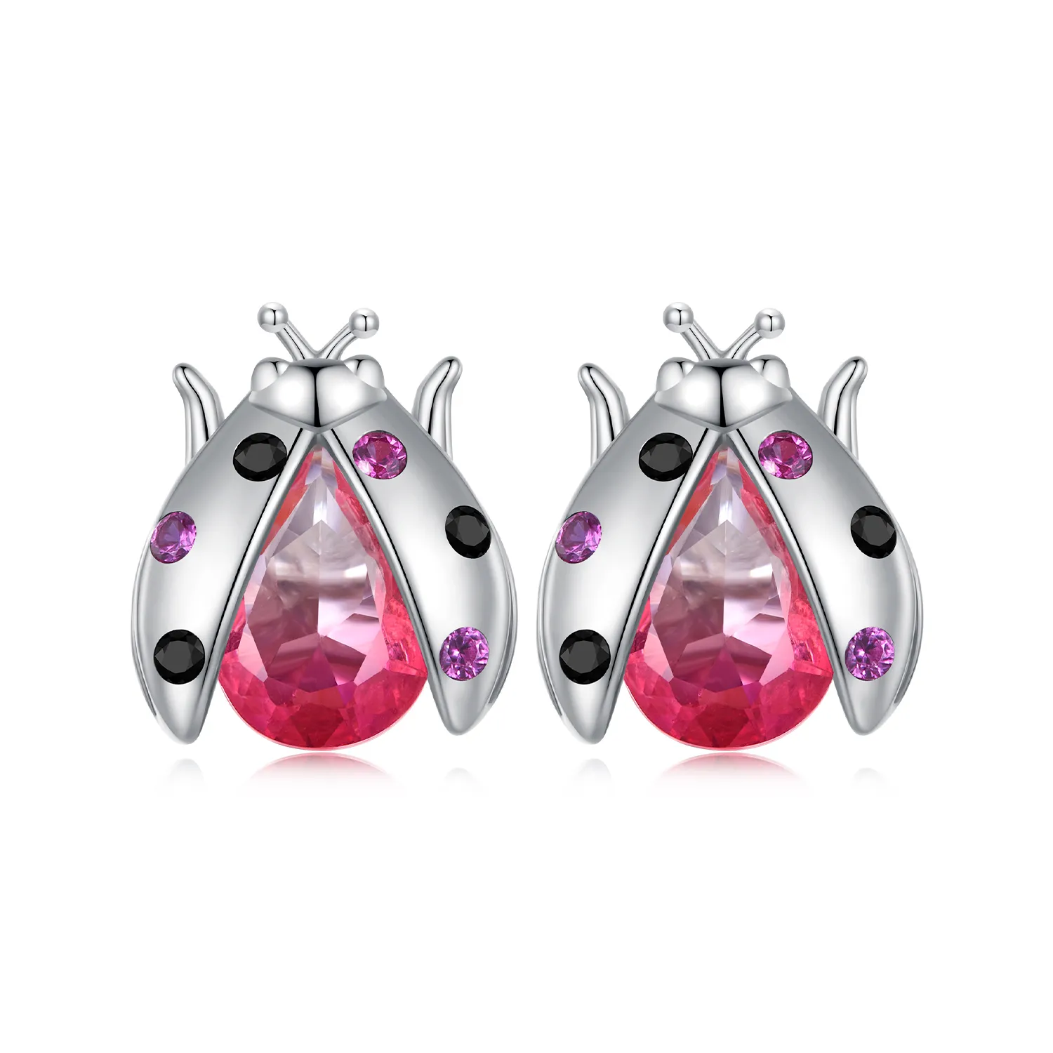 pandora style ladybug studs øredobber sce1634