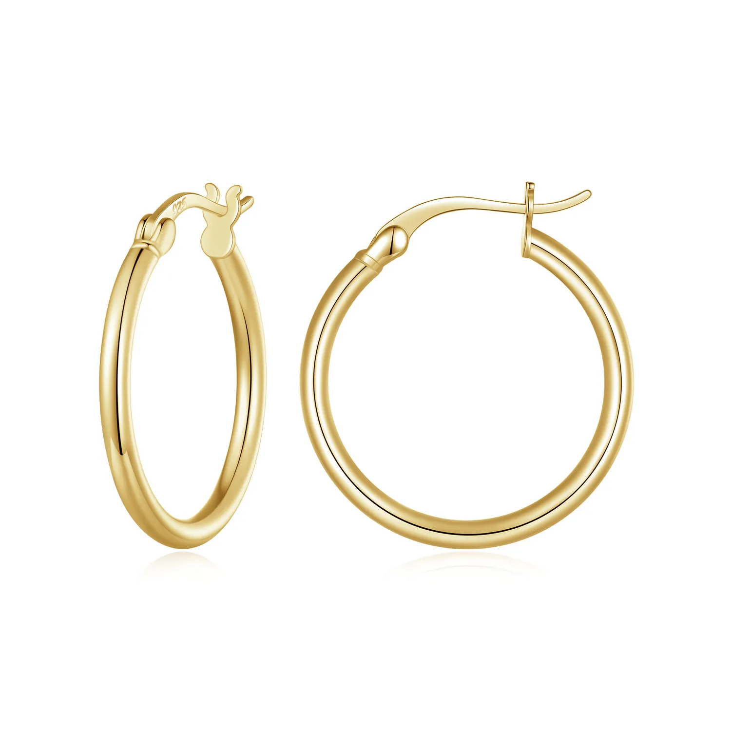 Pandora Style Large Hoop Vanlige Sølv Hoop øredobber - SCE1608-LB
