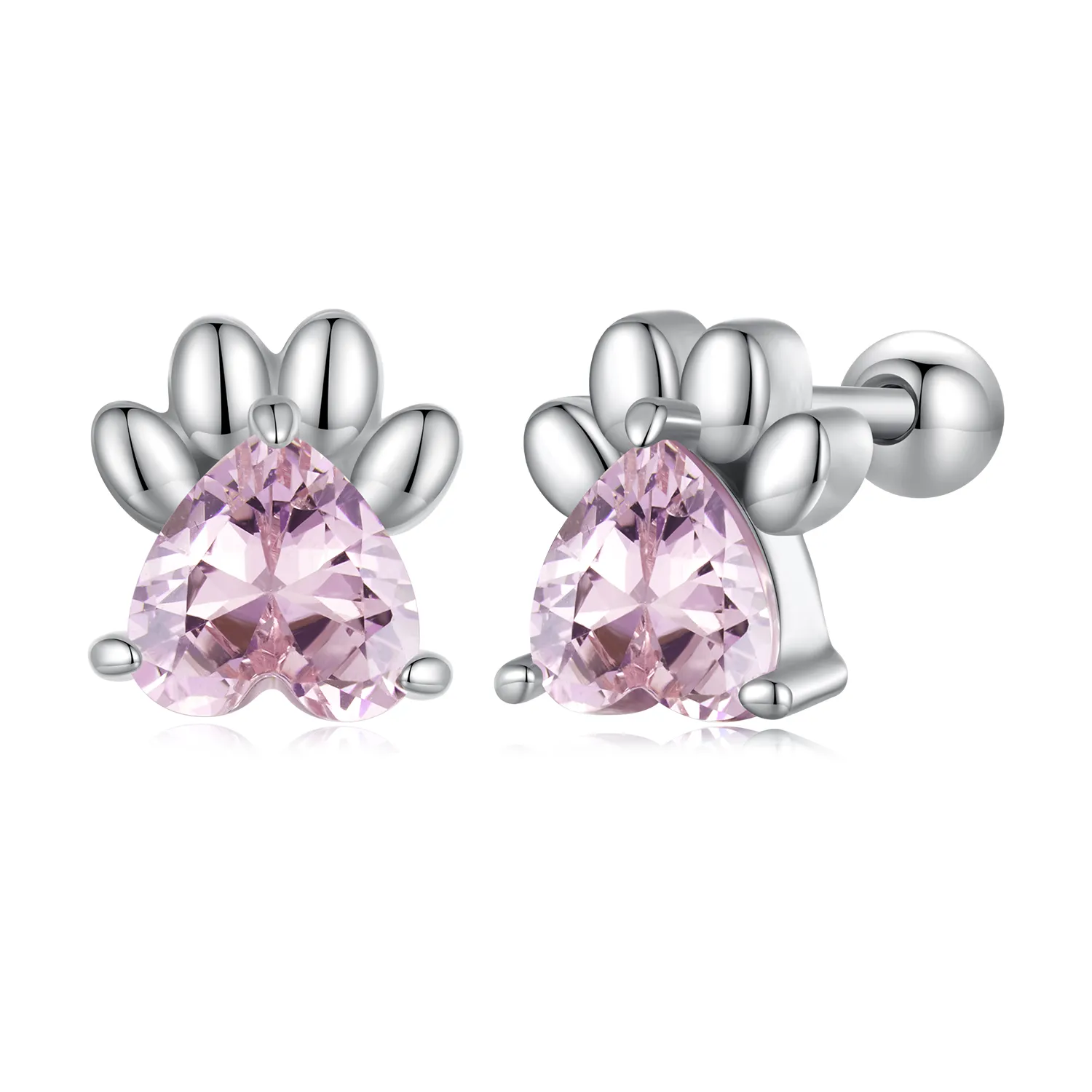 Pandora Style Pink Dog Paws Studs øredobber - SCE1574