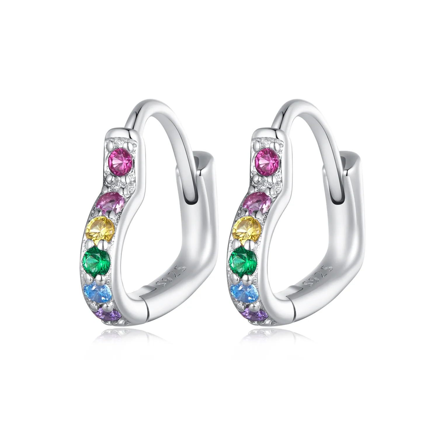 pandora style rainbow heart hoop øredobber sce1626 cf